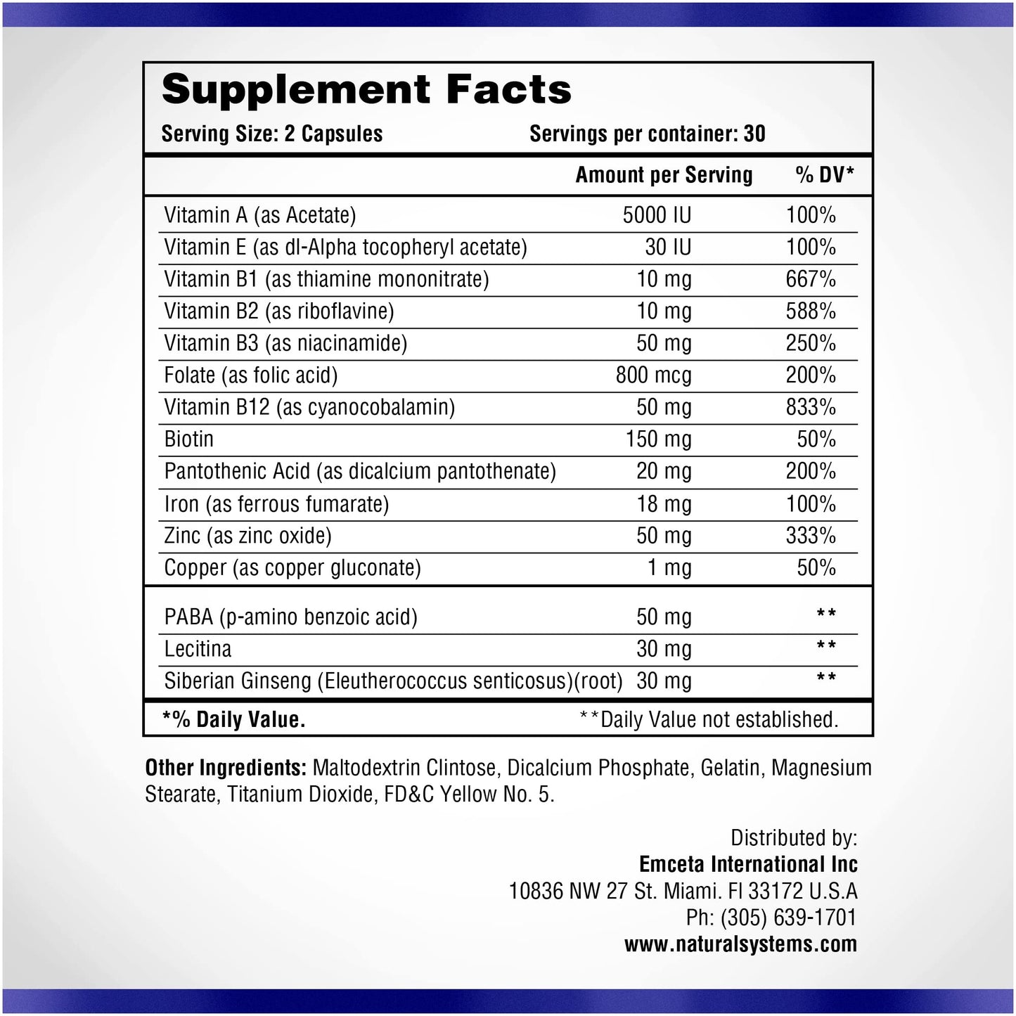 Natural Systems Naturasys Hair Skin and Nails Biotin Vitamin Capsules 60