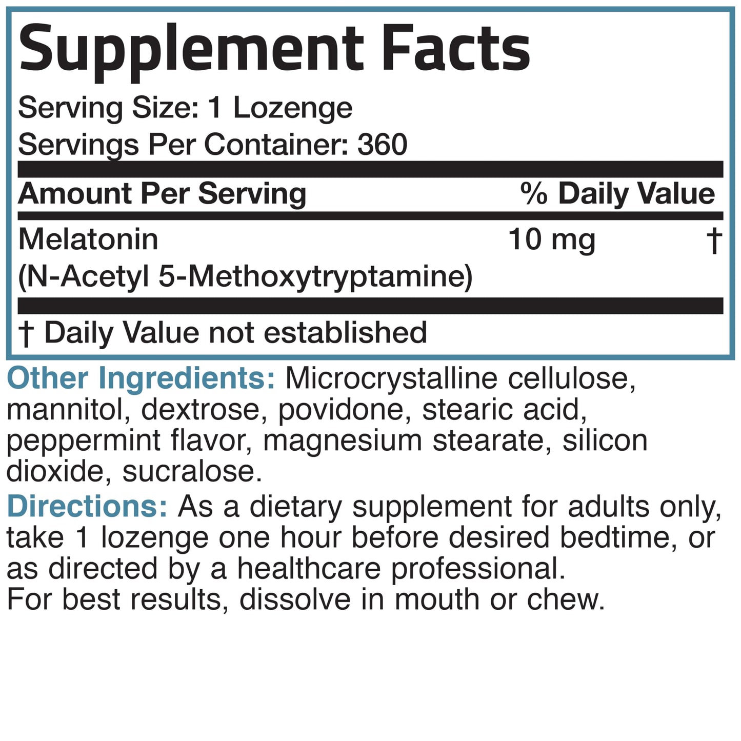 Bronson Melatonin 10 mg Fast Dissolve Peppermint Tablets, 360 Tablets
