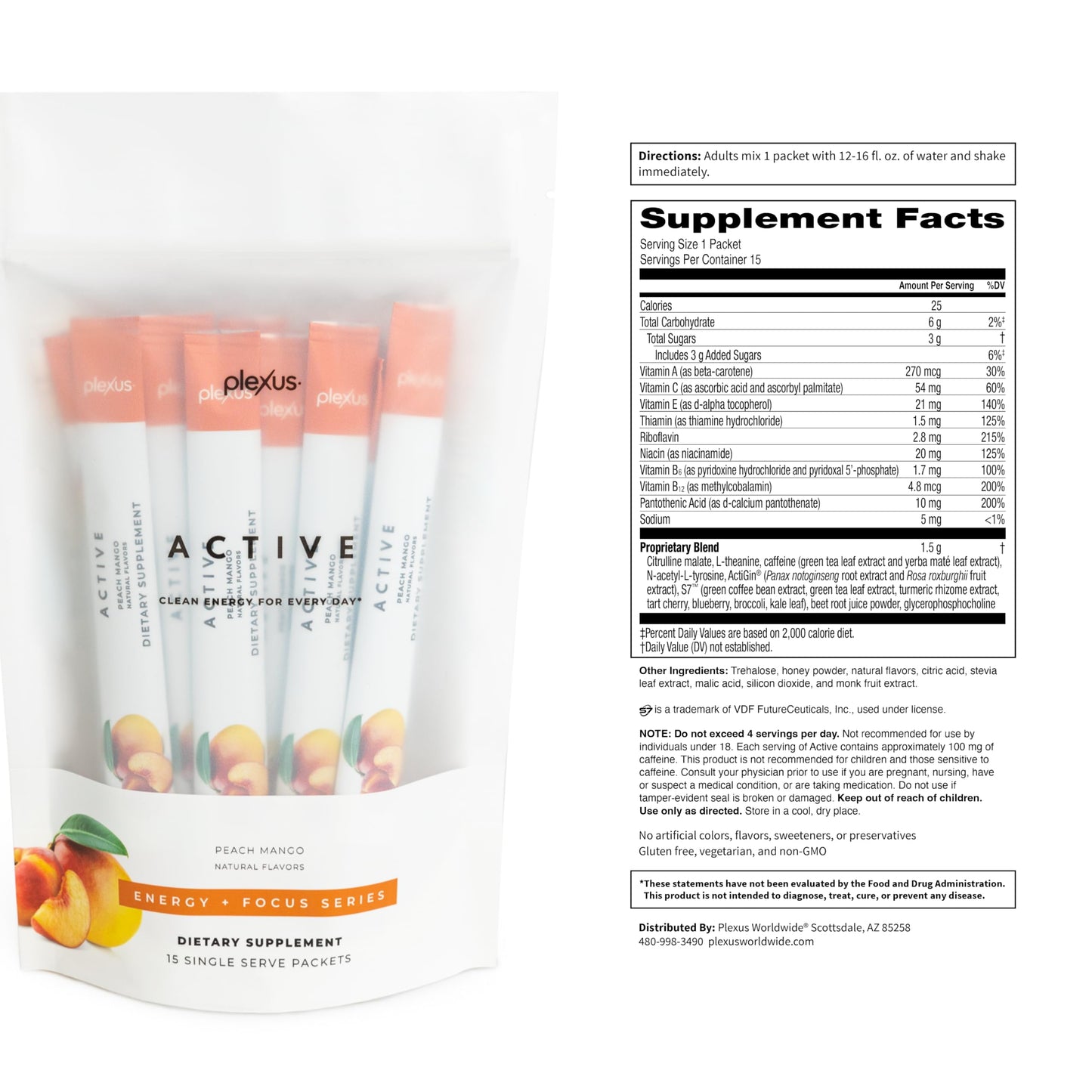 Plexus Active Peach Mango Powder 15 Ounce