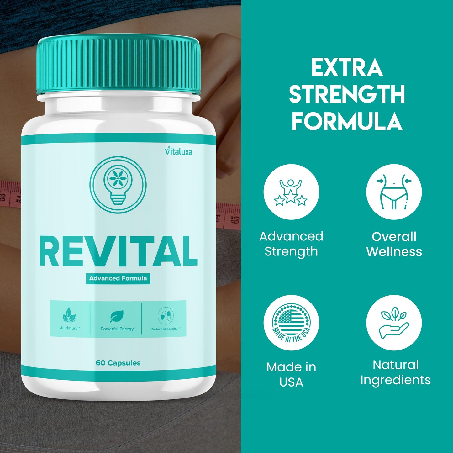Vitaluxa Revital Cactus Supplement Capsules 60 Count