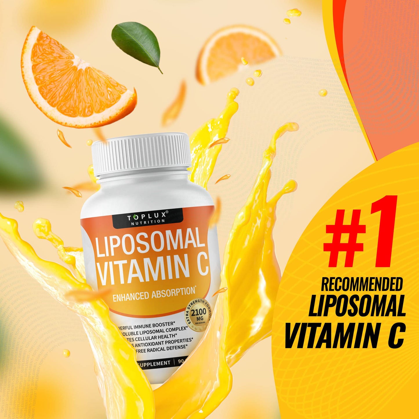 Toplux Liposomal Vitamin C 2100mg High Absorption Fat Soluble VIT C Capsule 90 Count