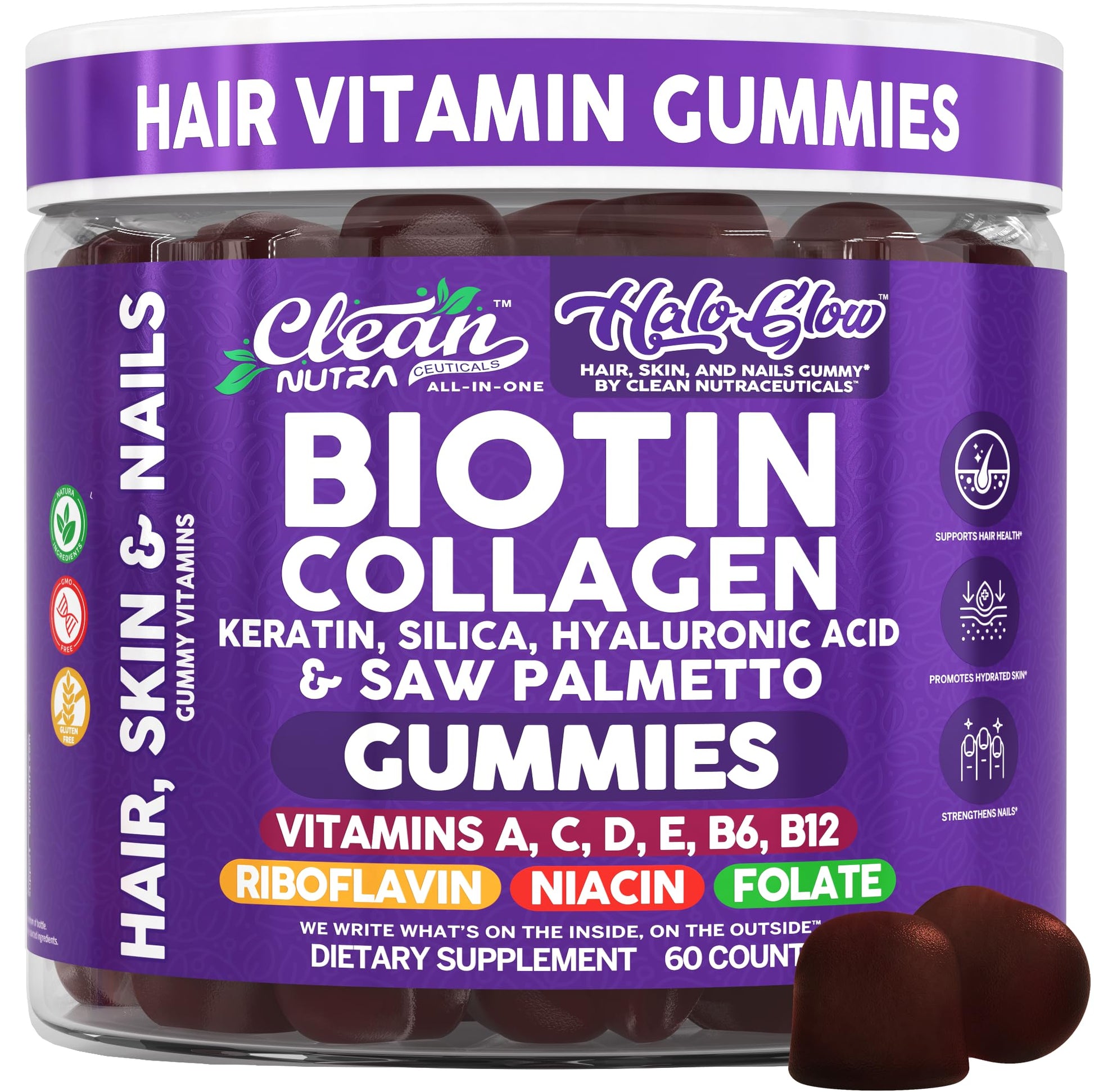 Clean Nutraceuticals Biotin Gummies 60 Count