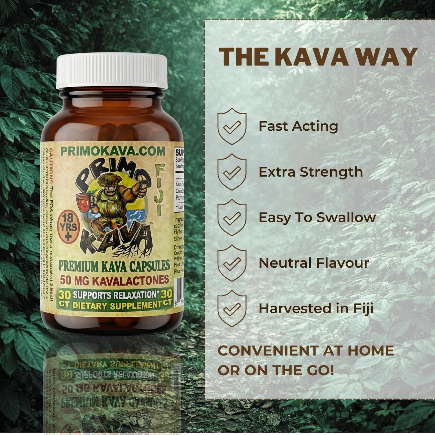 PRIMO KAVA Kava Capsules 1500mg, 30 Count