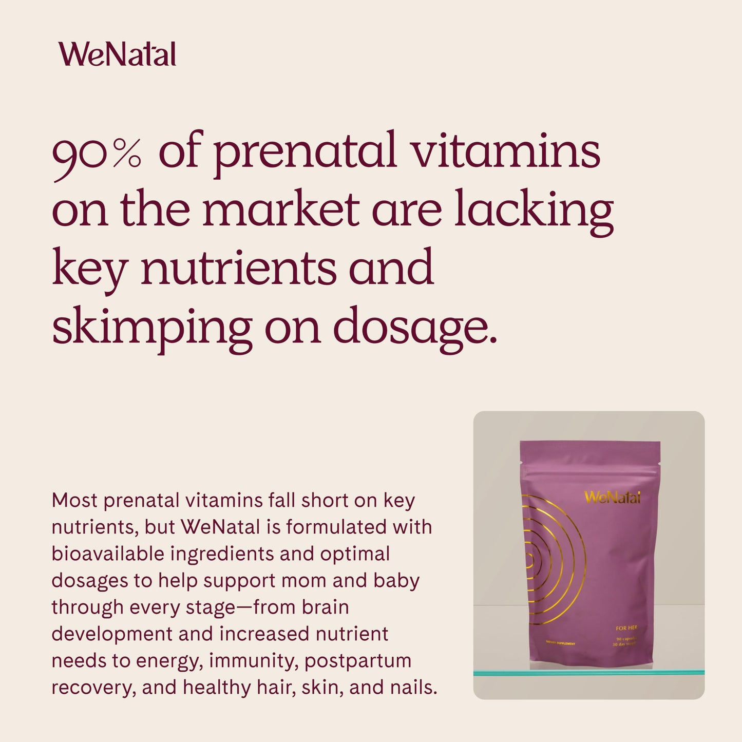 WeNatal for Her Prenatal Vitamins – Folate, Choline, DHA Capsule, 90 Capsules