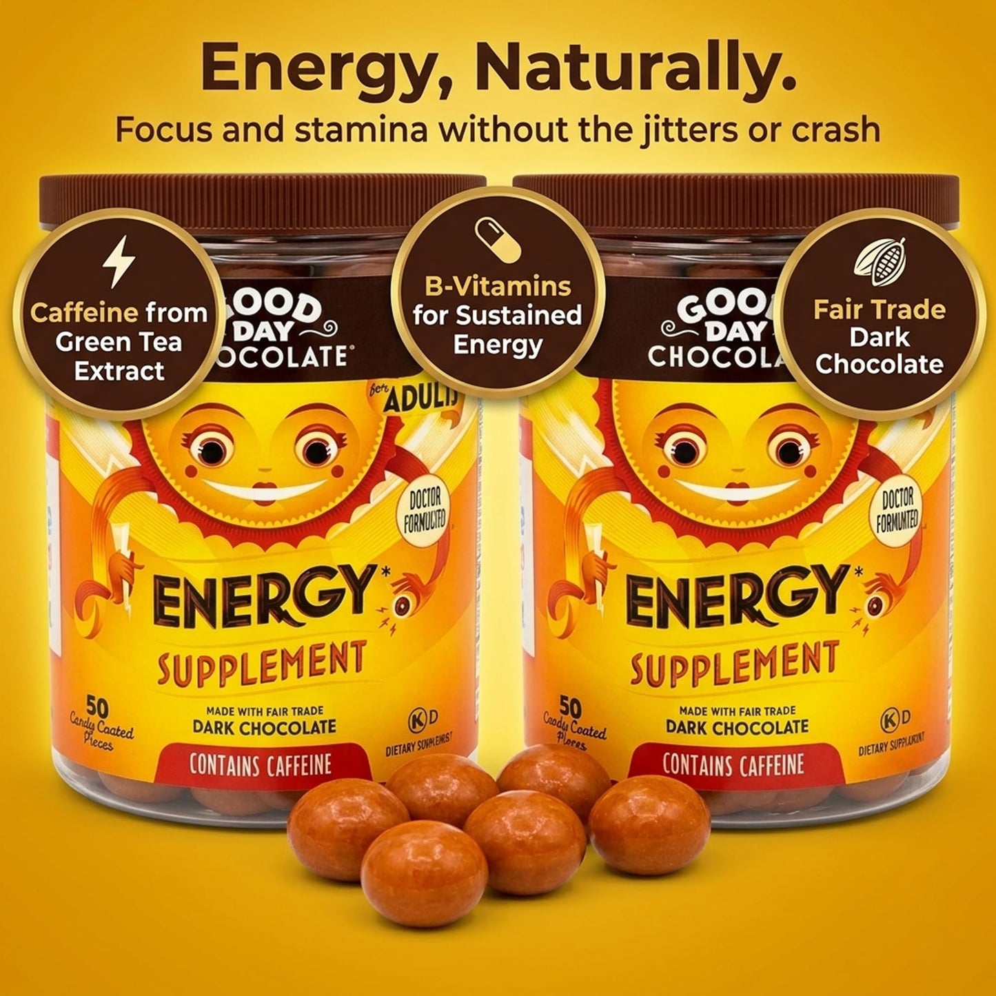 Good Day Chocolate Energy Supplements for Adults Chewable 100 Count