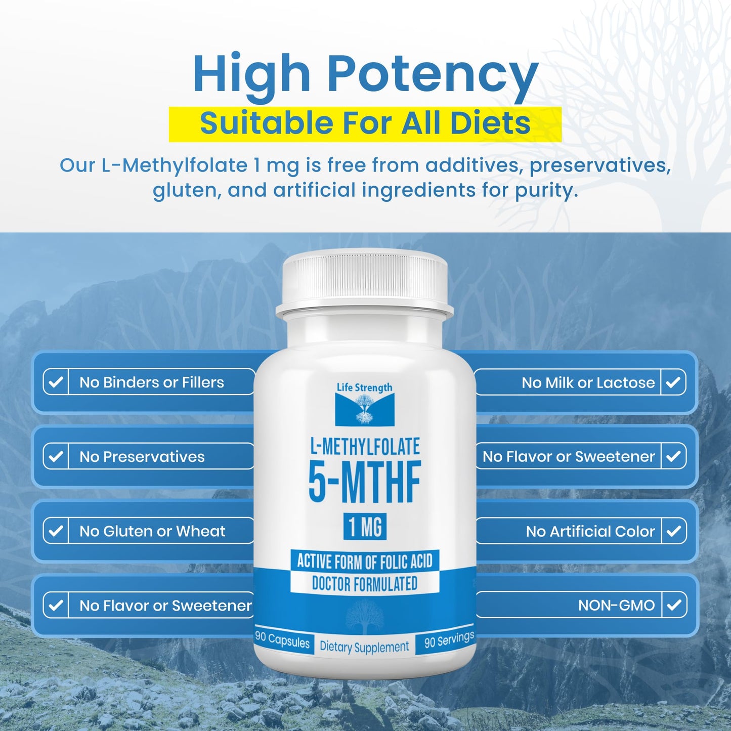 LifeStrength L Methylfolate 1mg Capsules, 180 Count