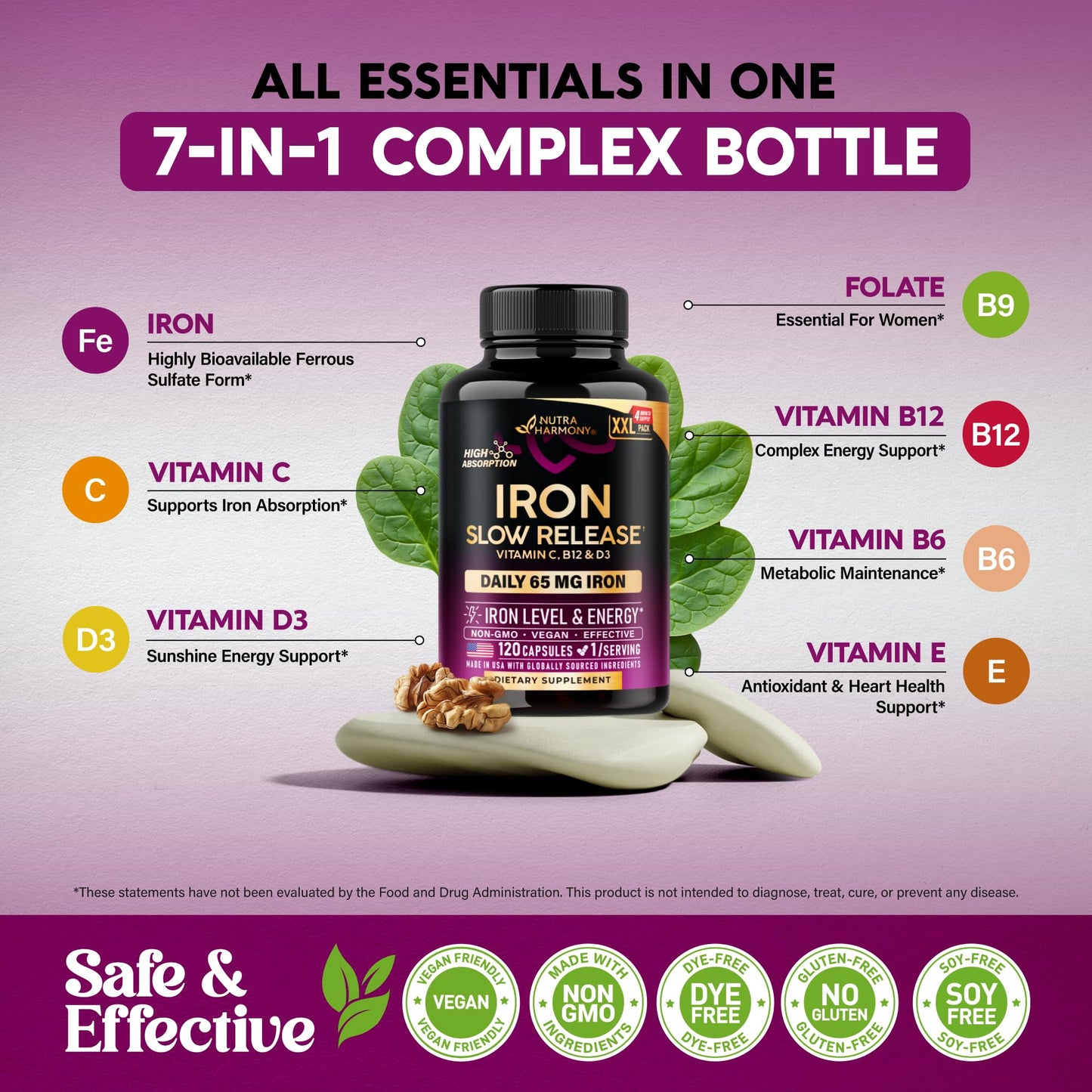 NUTRAHARMONY Iron Supplement for Women 120 Capsules
