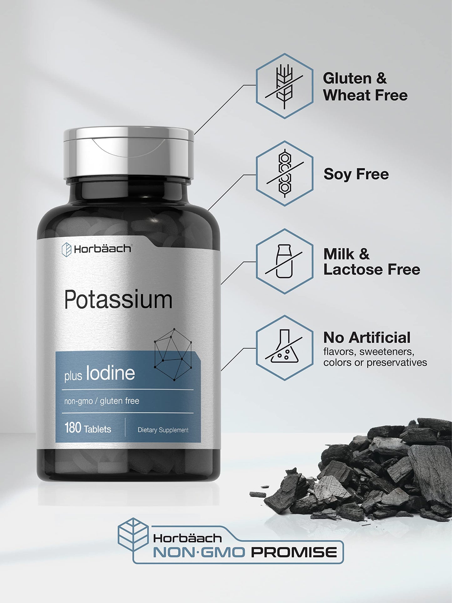 Horbäach Potassium Chloride Supplement Plus Iodine Tablets 180