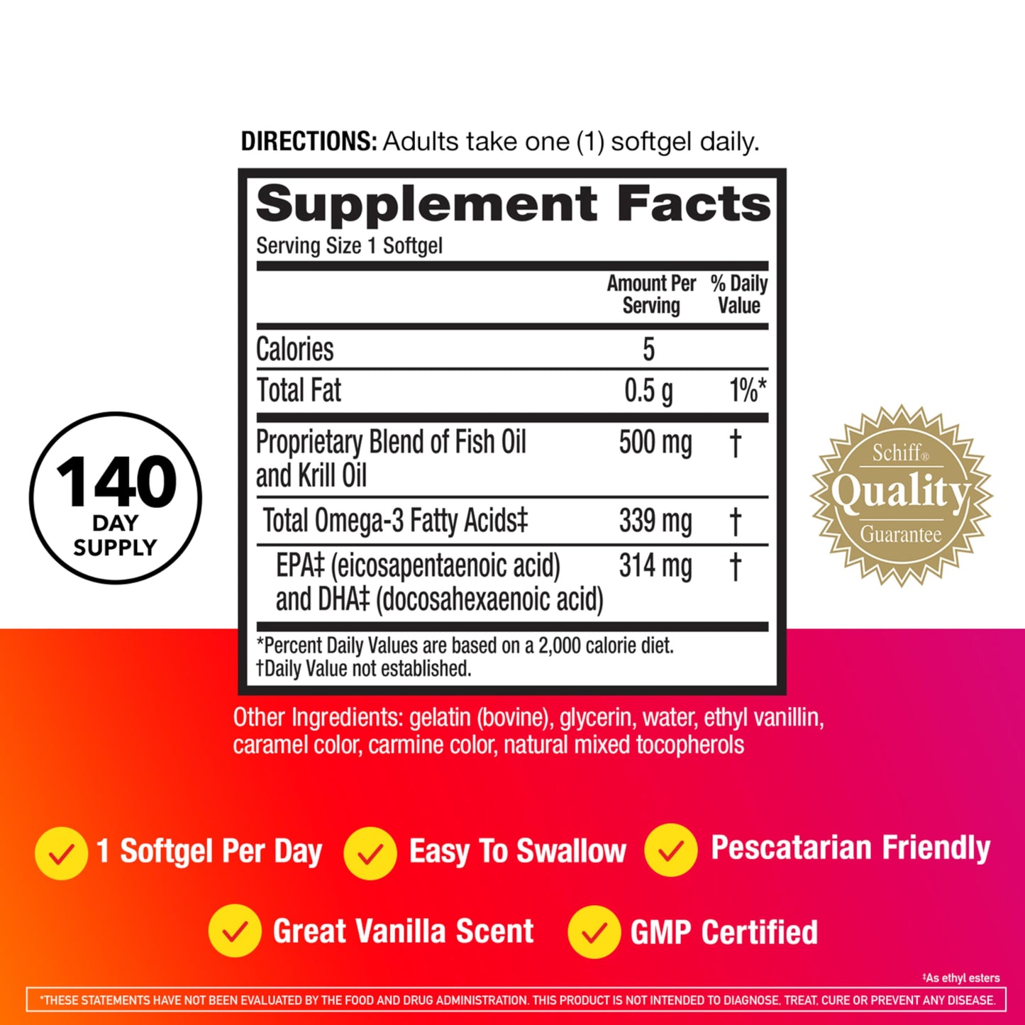 MegaRed Omega 3 Fish Oil + Krill Oil 500mg Softgels, 140 Count