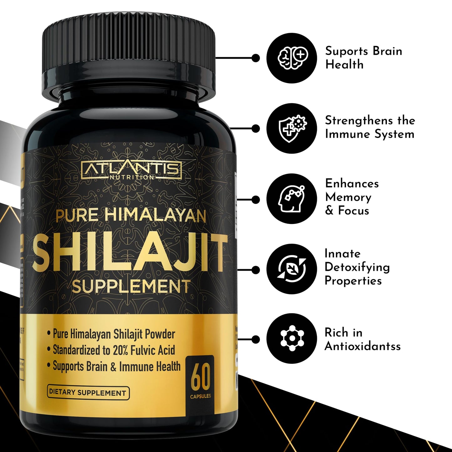 Atlantis Nutrition Himalayan Shilajit Capsules, 60 Capsules