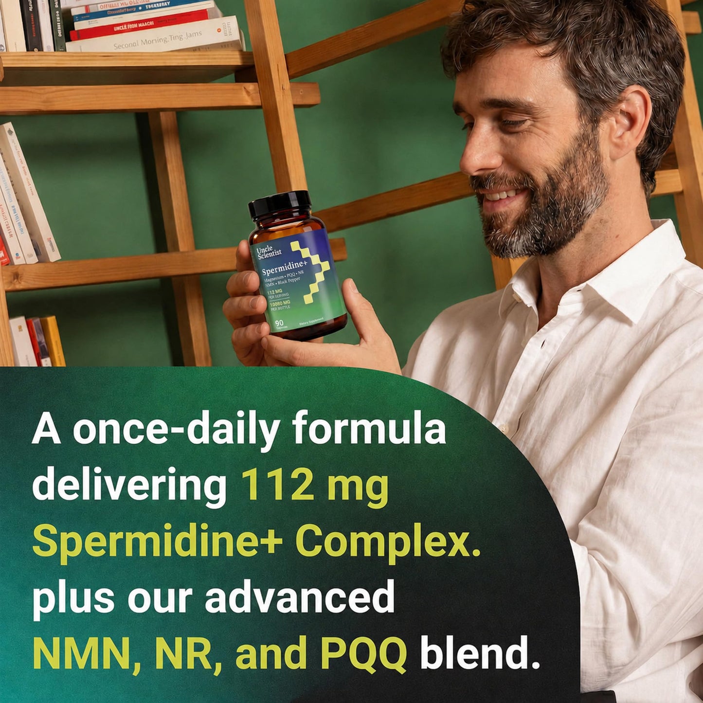 Uncle Scientist Spermidine 12 mg with Proprietary Blend, NR, NMN, PQQ, Magnesium Bisglycinate, Black Pepper Capsules, 90 Count