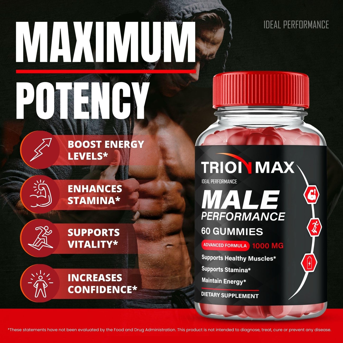 IDEAL PERFORMANCE Trion Max Gummies, 180 Gummies