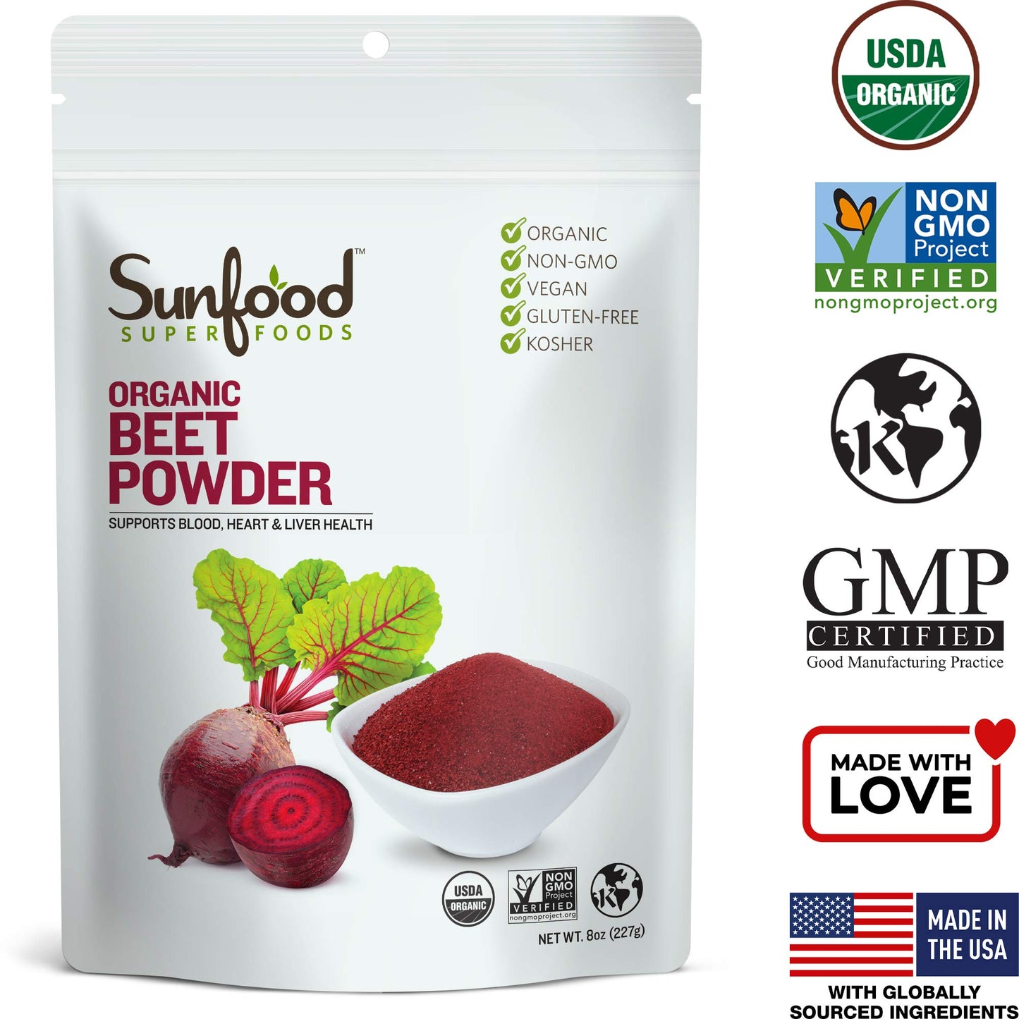 Sunfood Superfoods Organic Beet Root Powder 8 oz