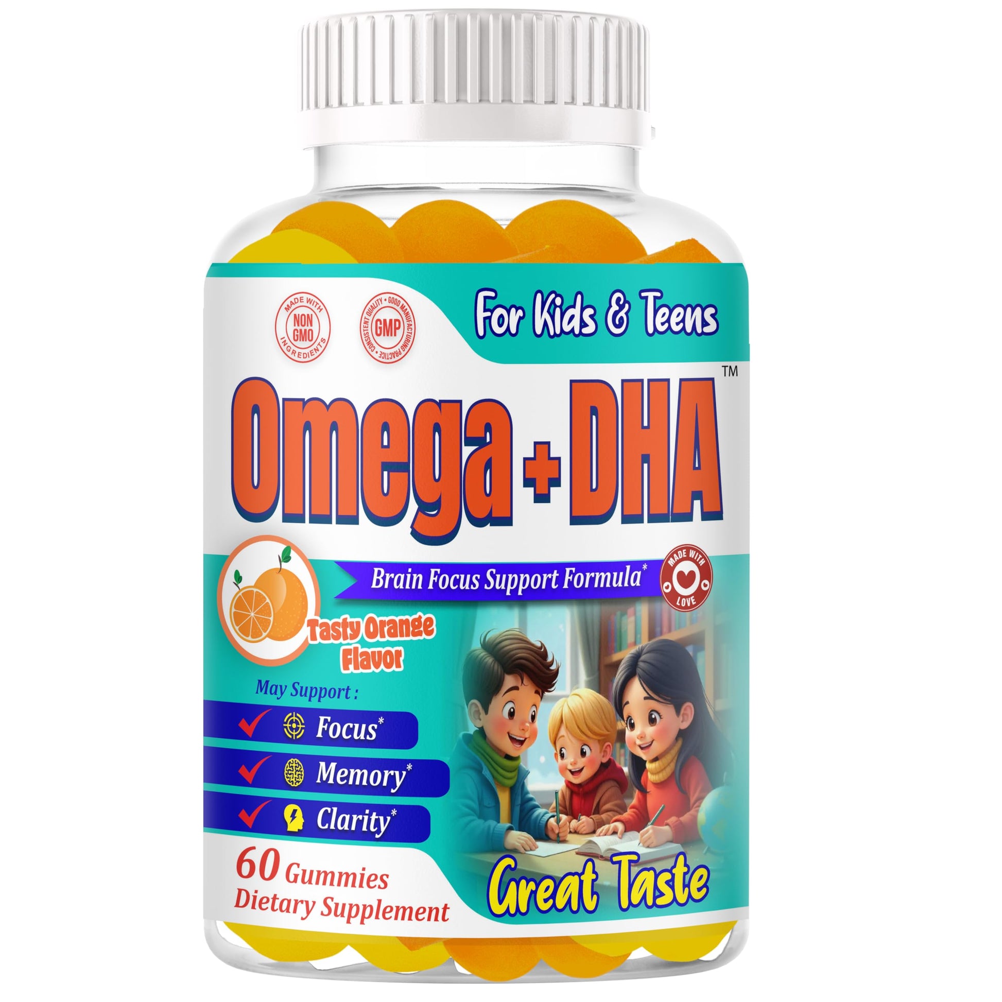 ROVita Omega + DHA Kids Omega 3 DHA Gummies, 60 Gummies