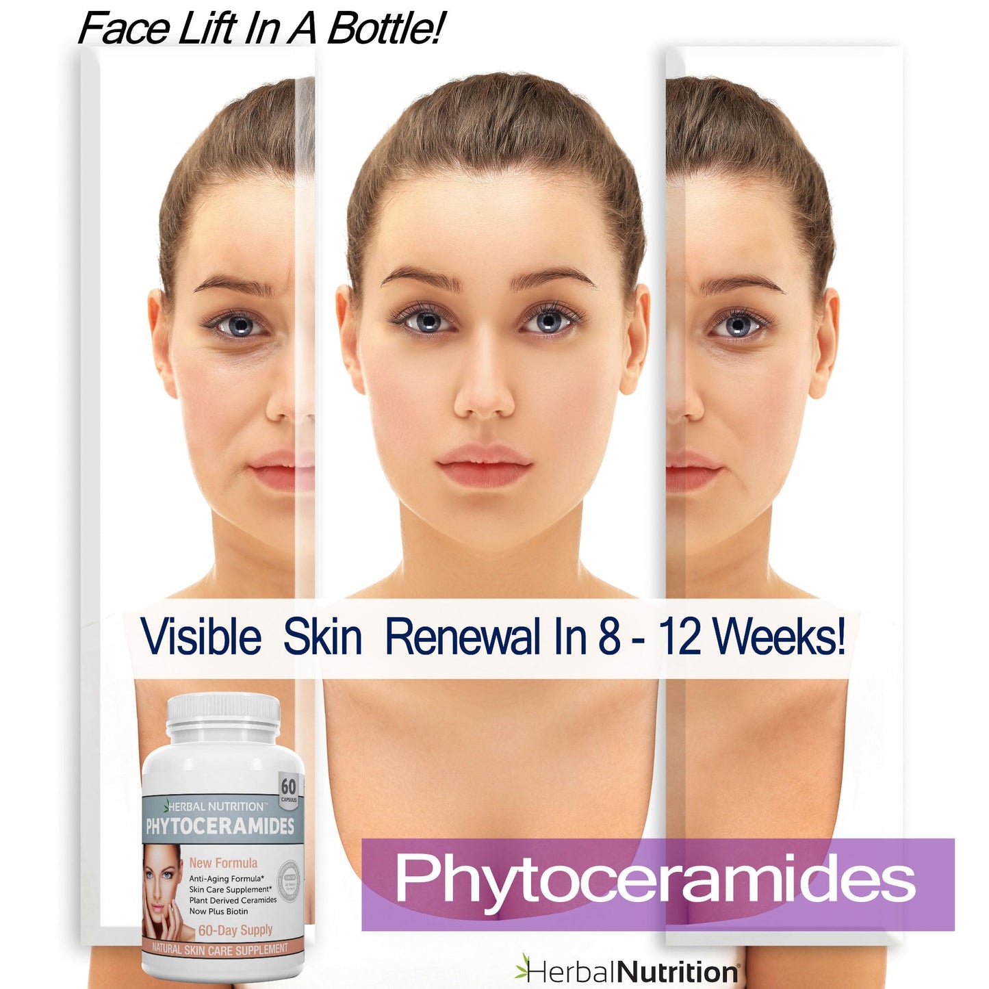 Herbal Nutrition Phytoceramides Anti-Aging Skin Hydration Supplement Powder, 120