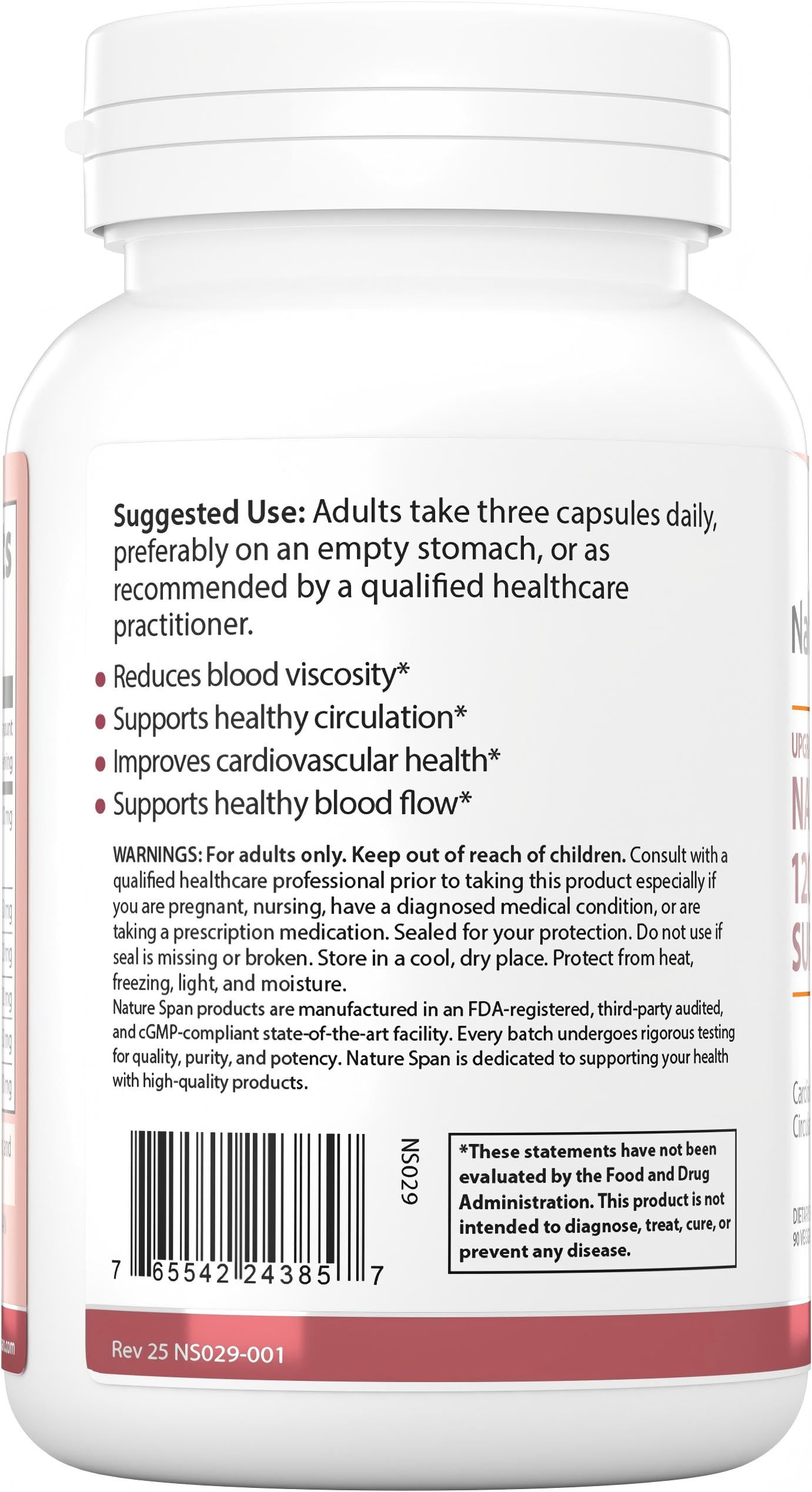 NATURESPAN Nattokinase 12000 FU Supplement for Men & Women, 60 Capsules