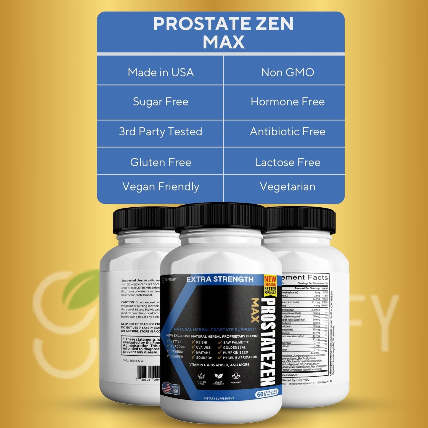 GREENVIFY ProstateZen Max Extra Strength Natural Herbal Prostate Support 600 Capsules