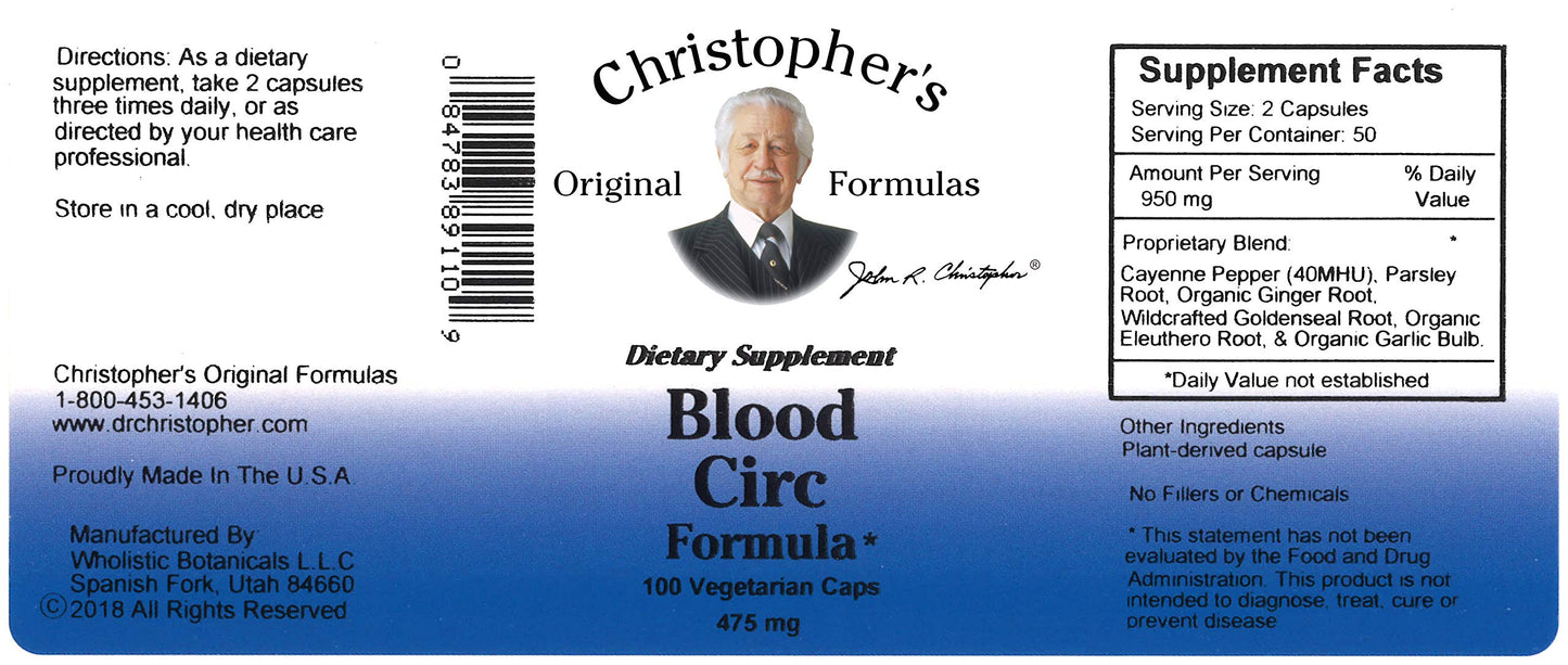 Christopher's Original Formulas Blood Circulation Formula Capsules 100