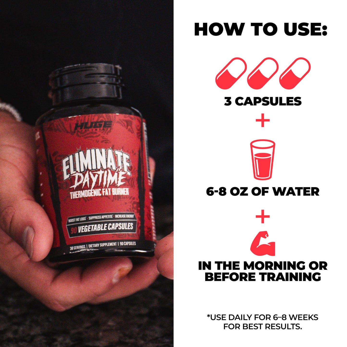 Huge Supplements Eliminate Thermogenic Fat Burner For Men Capsule 90 Count