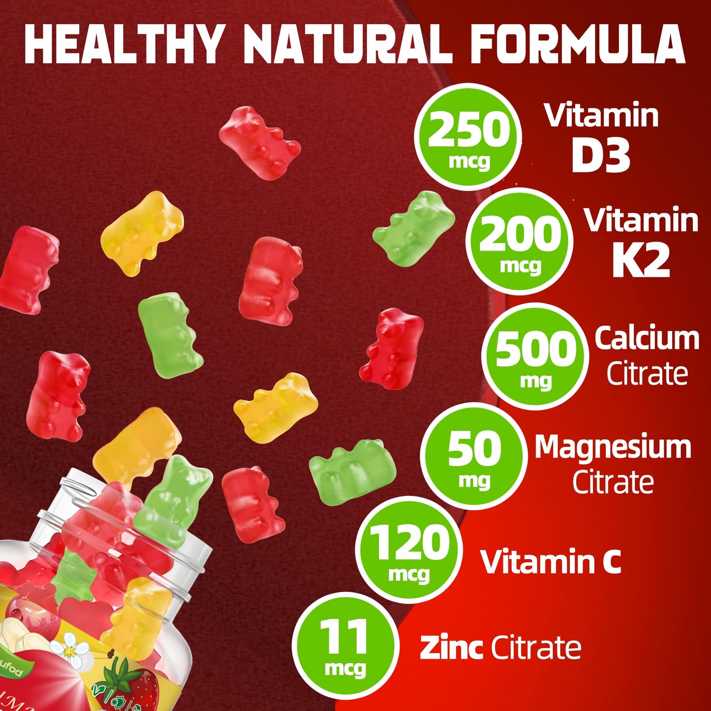 Wekannufod Sugar-Free Vitamin D3 K2 Gummy 60 Gummies