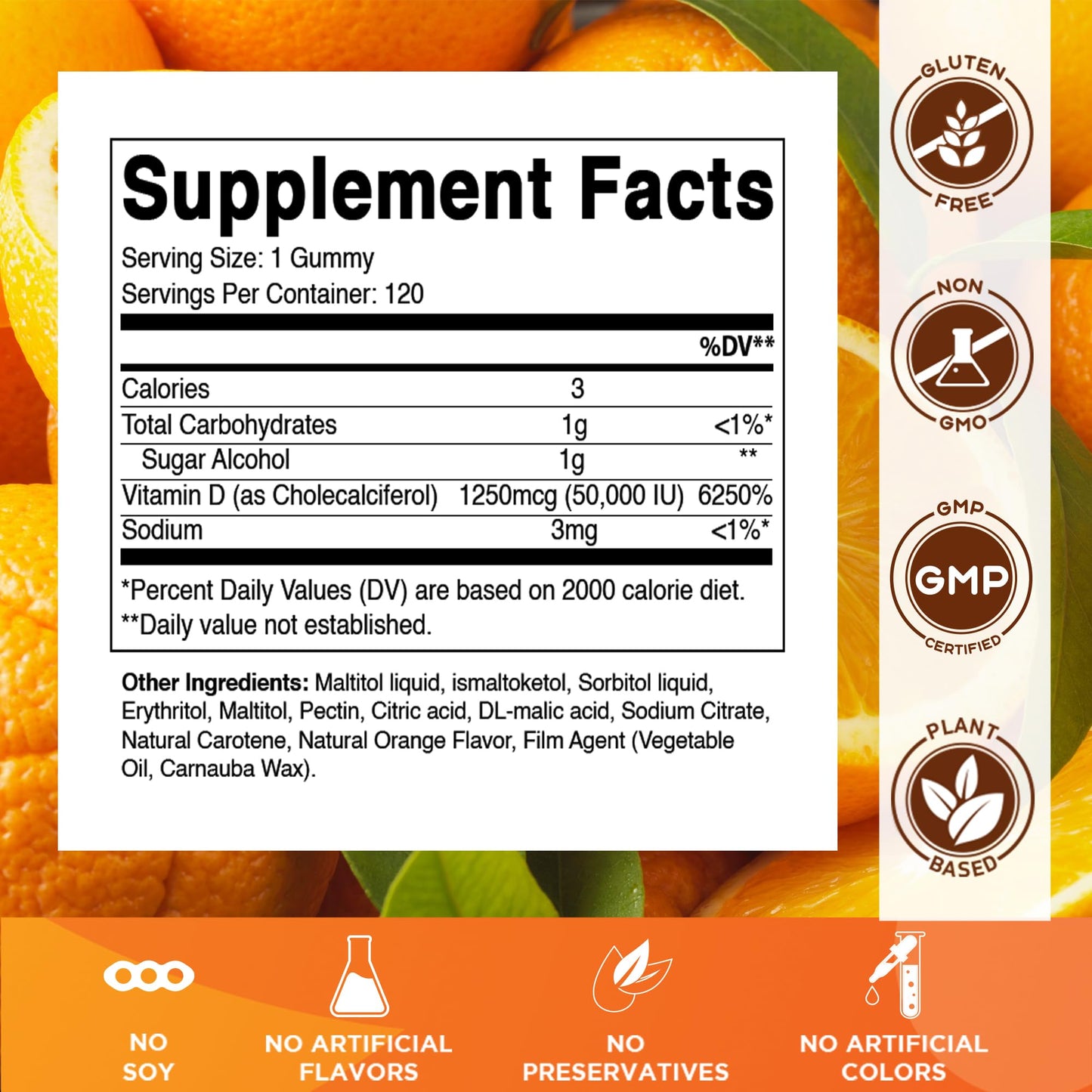 Vitamatic Sugar Free Vitamin D3 50,000 IU Weekly Gummies, 240 Gummies