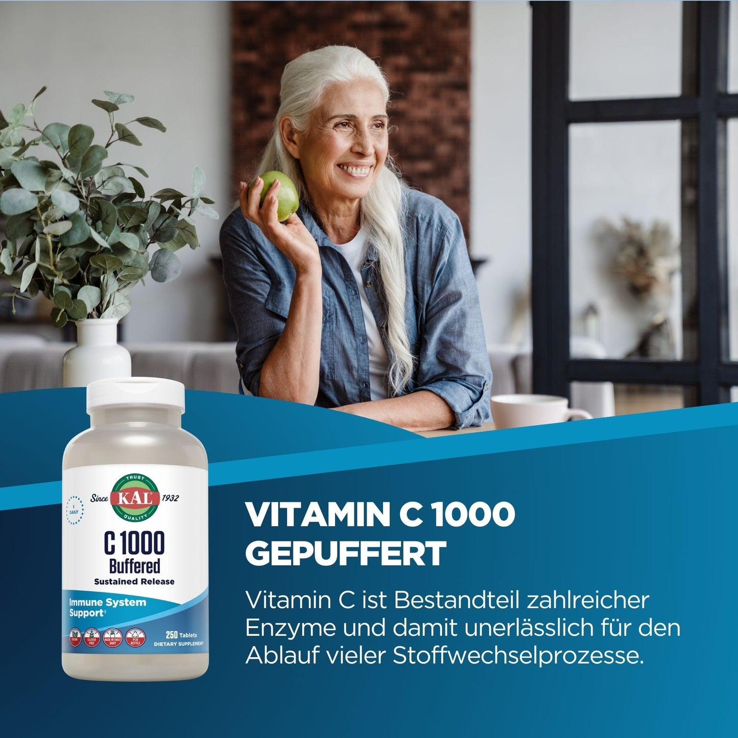 KAL Vitamin C 1000mg Buffered, Sustained Release Tablets, 250 Count
