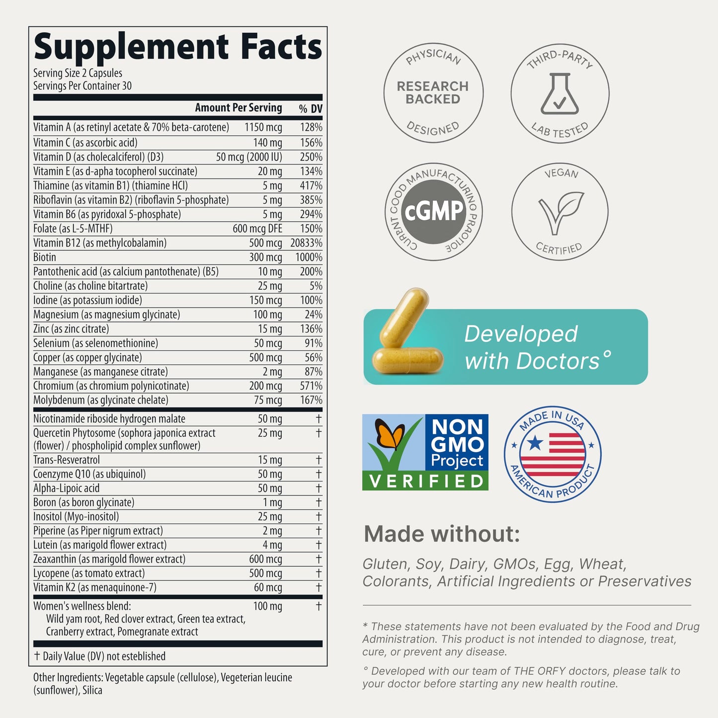 THE ORFY Complete Daily Women Multivitamin Capsule 60 Count