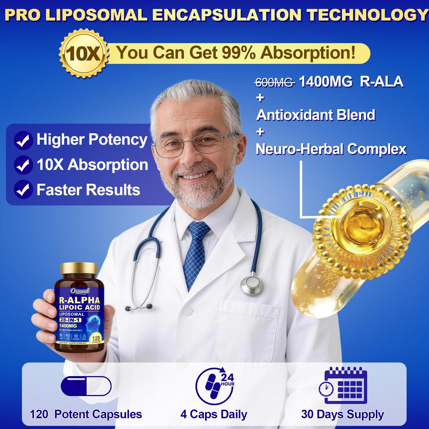 Ossual 28-in-1 R Alpha Lipoic Acid 1400mg Capsules 240