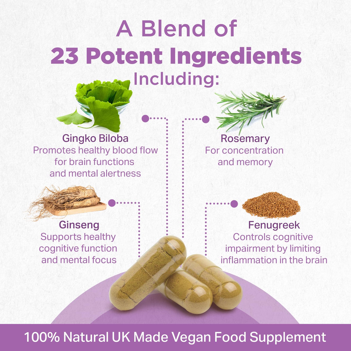 STRENGTH & SPICES Memory Booster and Focus Supplement with Ginkgo Biloba and 22 Super Ingredients, 60 Capsules