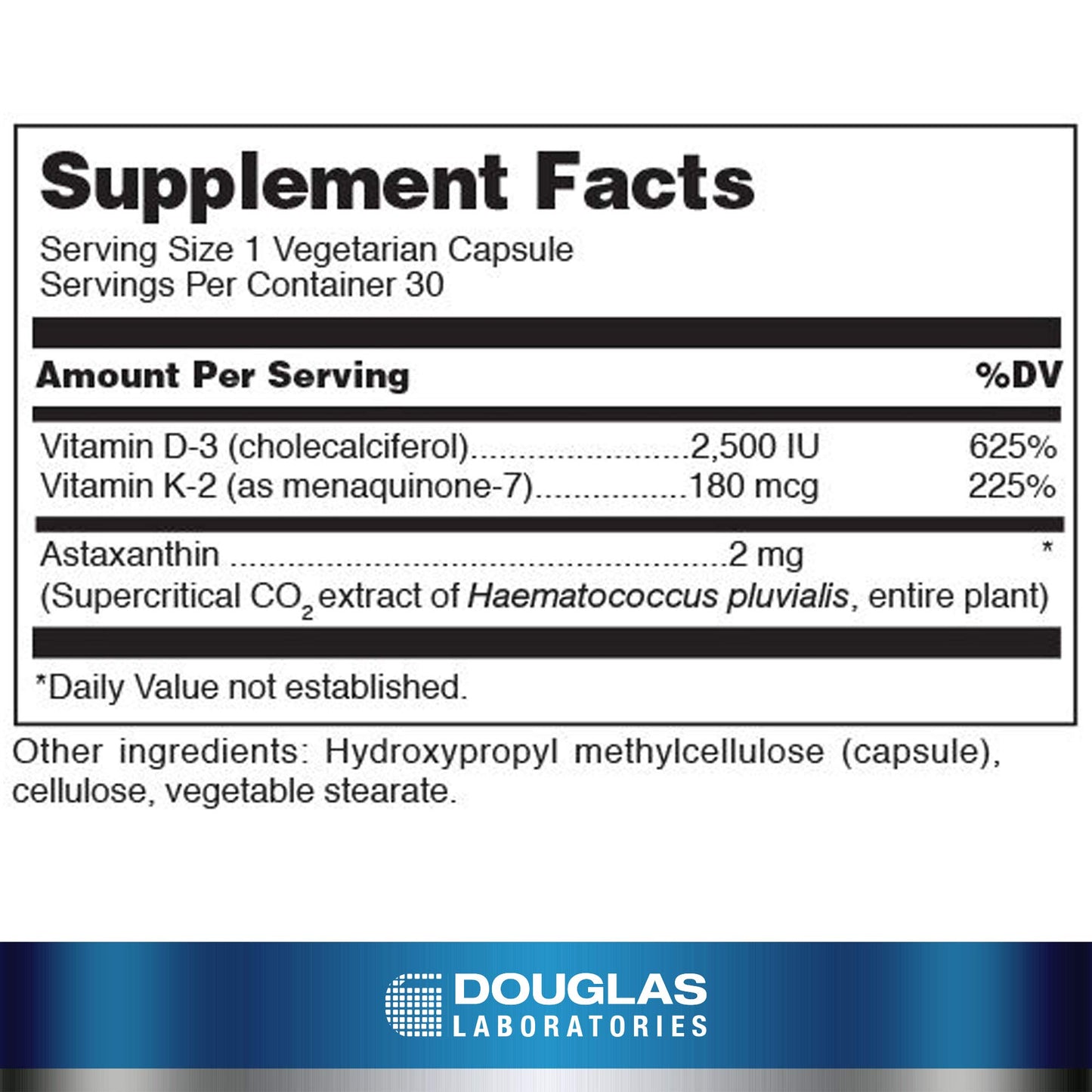 Douglas Laboratories K2-D3 with Astaxanthin 30 Capsules