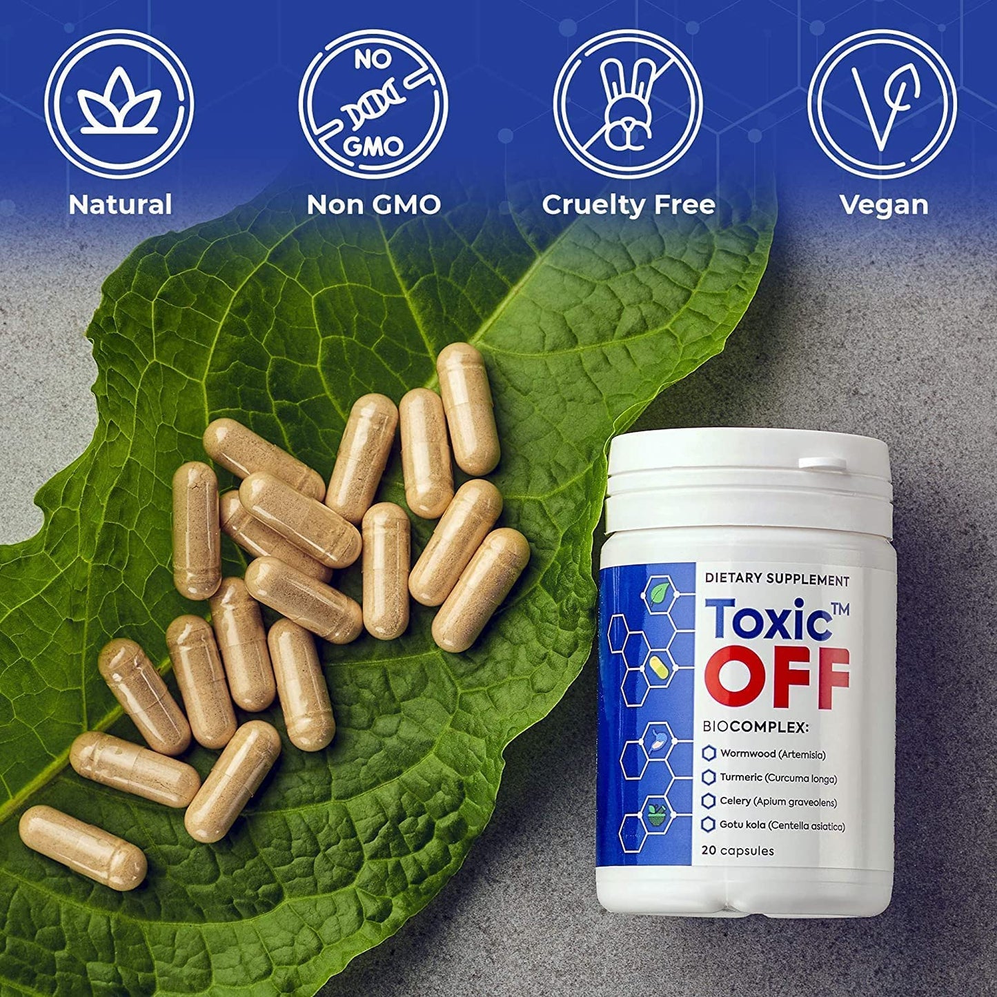 TOXIC OFF Daily Easy Swallow Capsules, 20 Count
