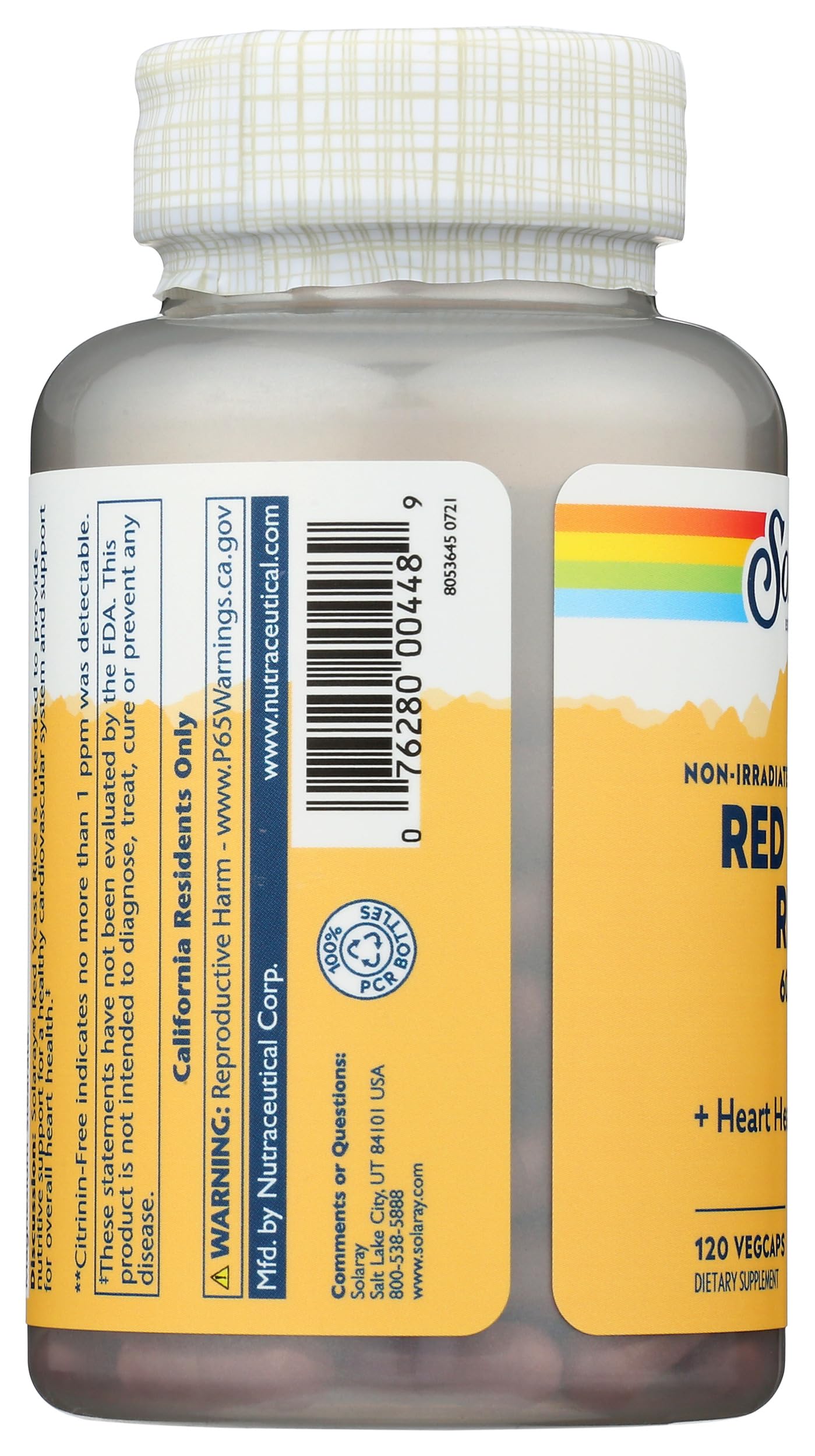 Solaray Red Yeast Rice 600mg VegCap 120 Count