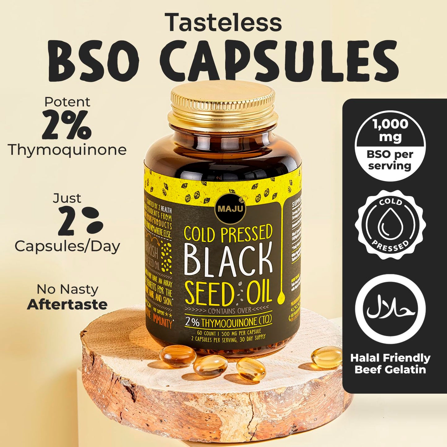 Maju Superfoods Black Seed Oil Capsules and Purple Sea Moss Capsules Bundle, 120 Capsules