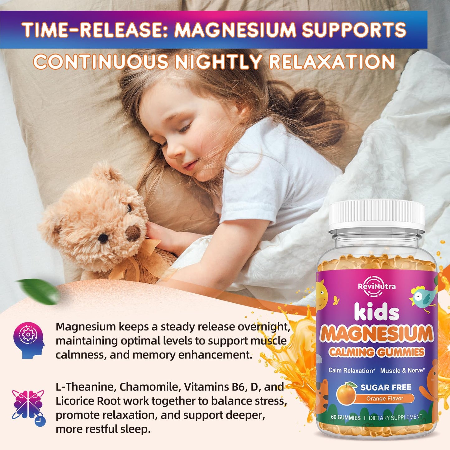 ReviNutra Calm Magnesium Gummies for Kids 120 Gummies