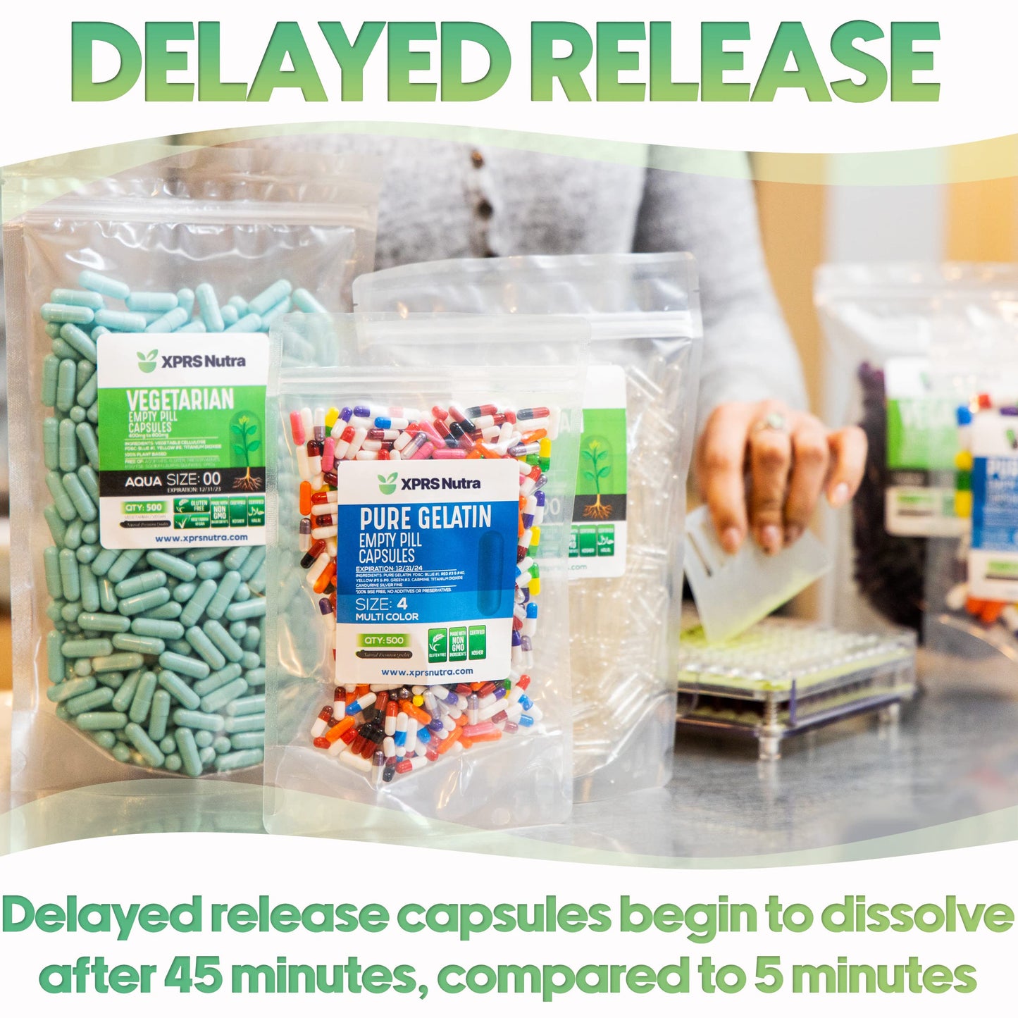 XPRS Nutra Delayed Release Empty Capsule Size 1, 1000 Count