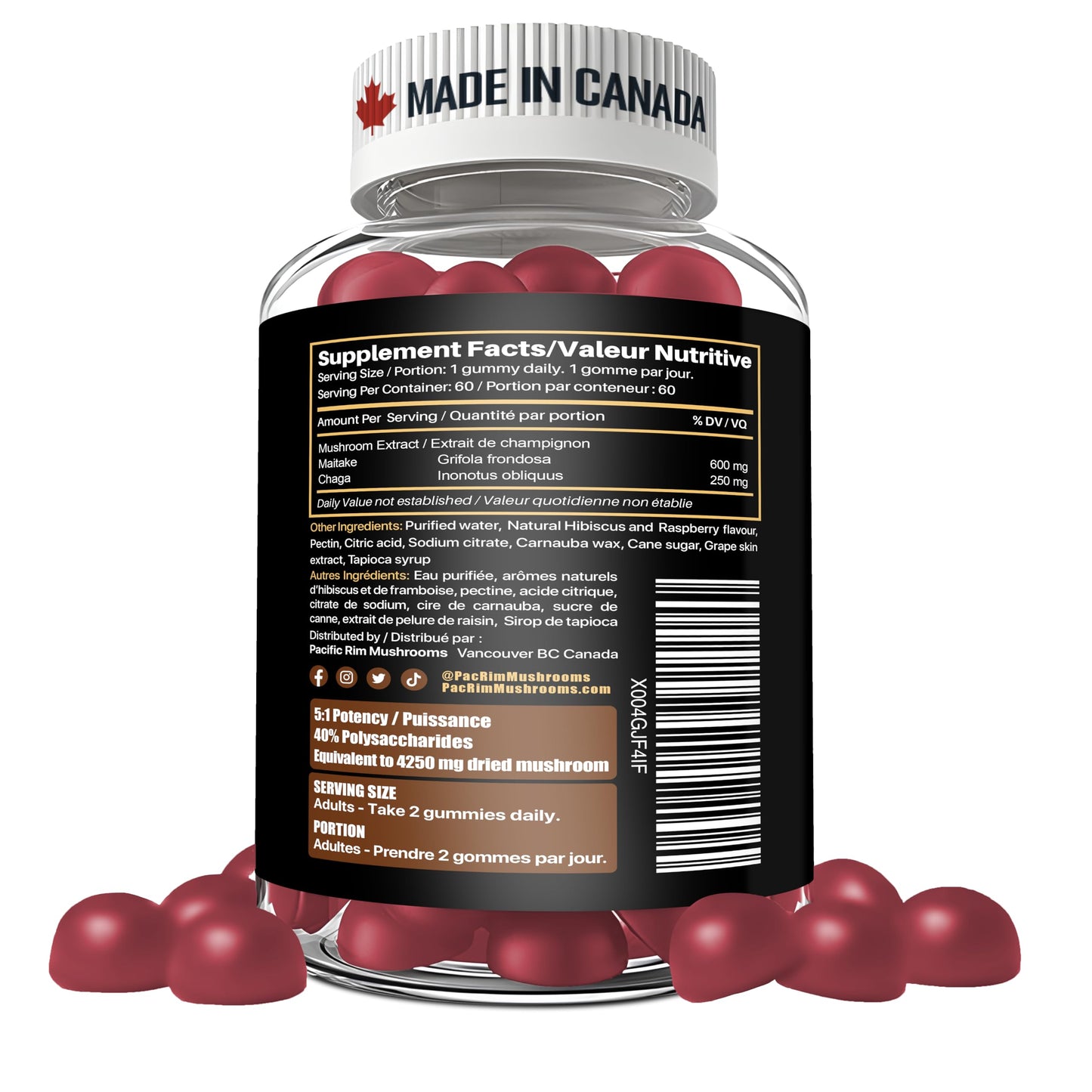 Pacific Rim Mushrooms Daily Defense Organic Mushroom Gummies 60 Count