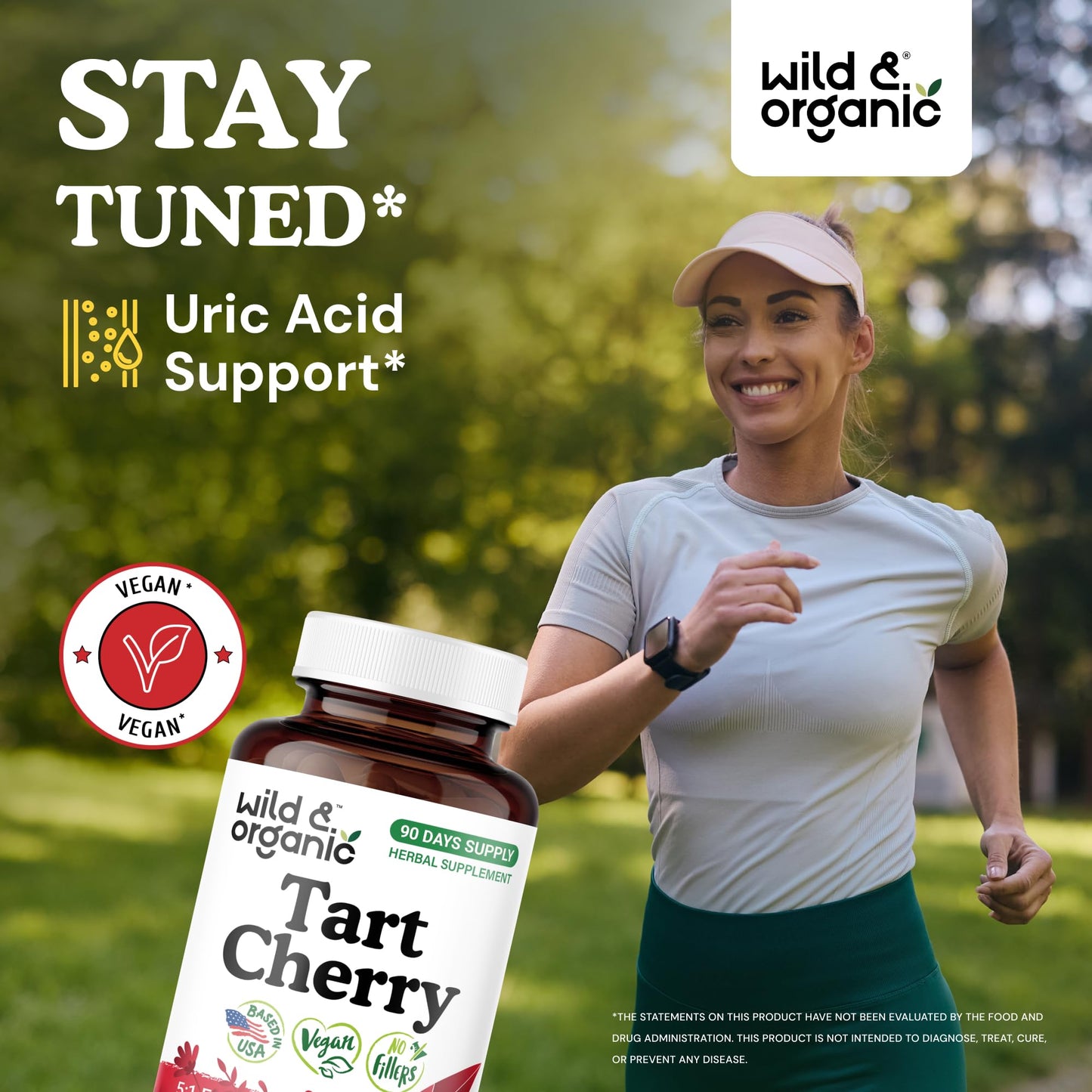 Wild & Organic Tart Cherry 600 mg Capsules, 90 Count