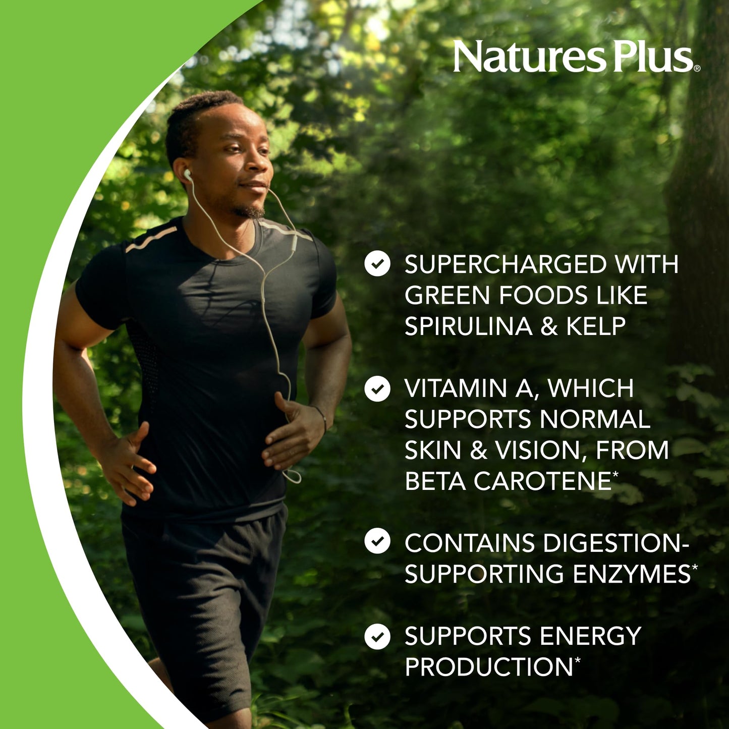 NaturesPlus Source of Life Green Lightning Capsules, 180 Count