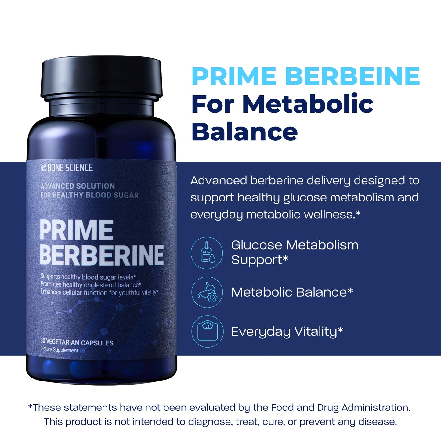 BONE SCIENCE Berberine Phytosome with Berbevis and BioPerine, Metabolic Wellness Support with Ceylon Cinnamon, Banaba, Bitter Melon and Quercetin Capsules, 30 Count