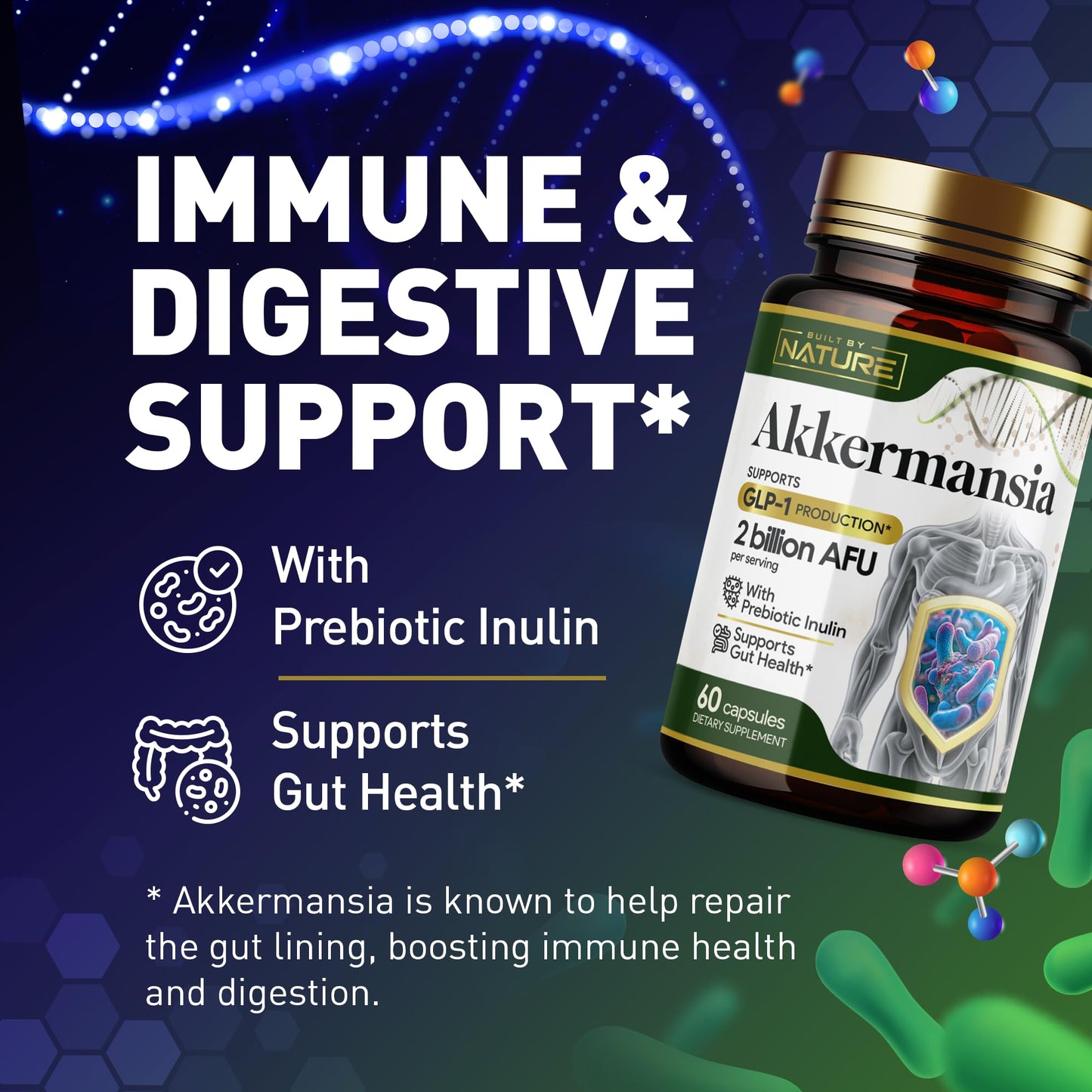 Built by Nature Akkermansia Muciniphila Probiotic, 60 Capsules