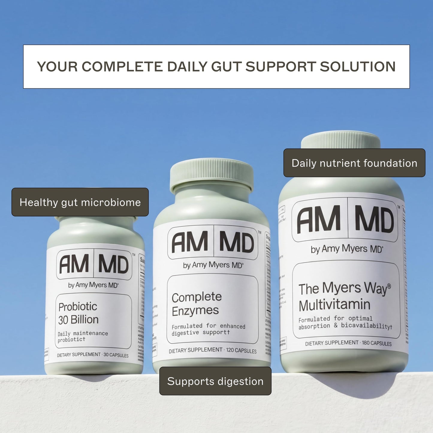 Amy Myers MD Probiotics 30 Billion CFU - Supports Digestive Health, Gut Microbiome & Immune Function - 14 Strains - Dairy-Free, Gluten-Free, 30 Capsules