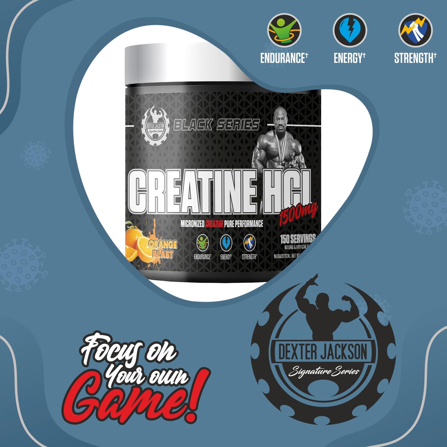 DEXTER JACKSON Black Series Creatine HCl 1500mg Powder, Orange Blast, 10.58 oz (300 g)
