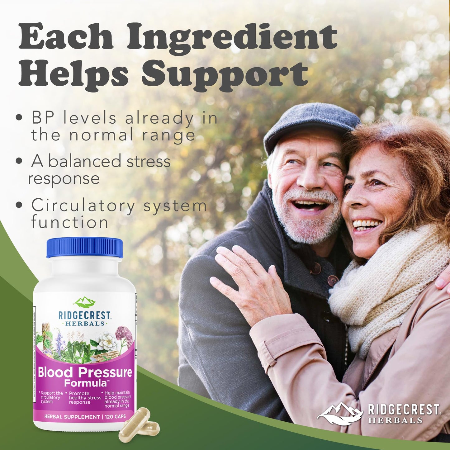 RidgeCrest Herbals Blood Pressure Herbal Formula Capsule, 120 Count