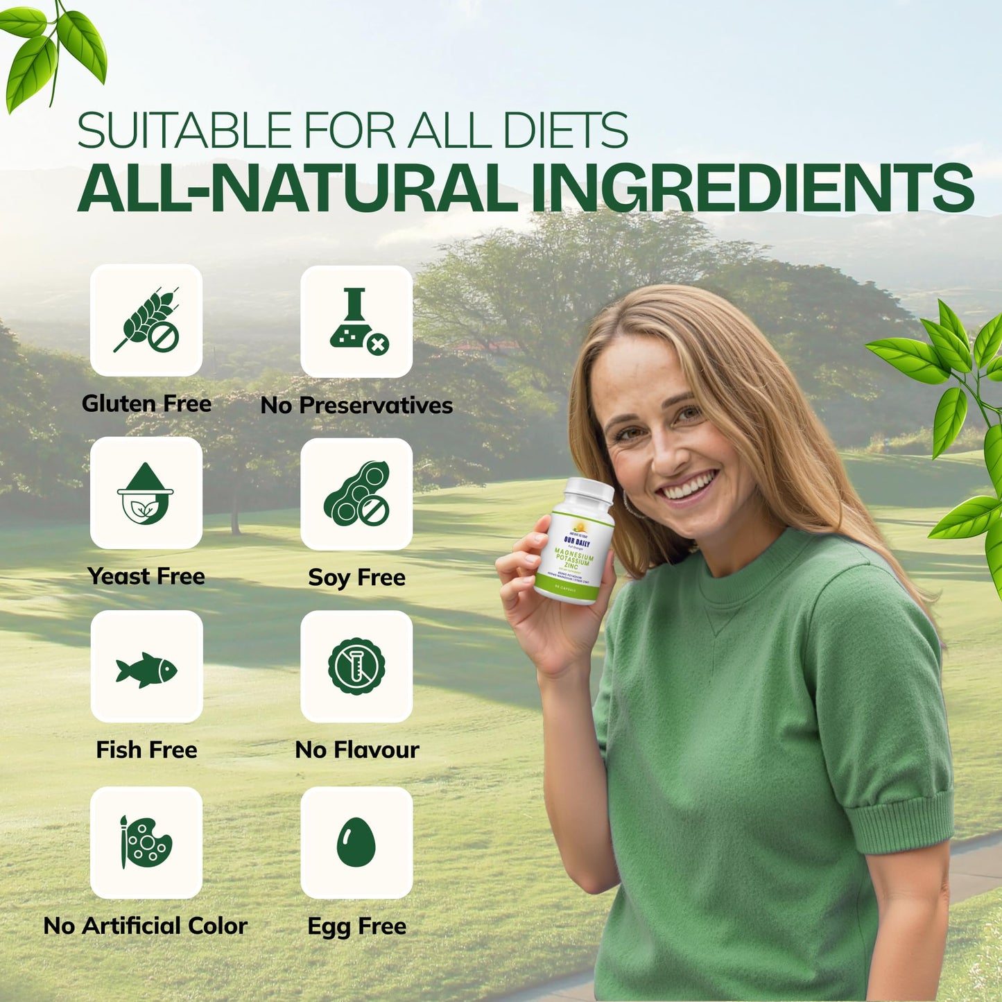 AND GIVE US TODAY OUR DAILY Our Daily Vites Potassium Magnesium Supplement with Zinc 1025mg 90 Capsules