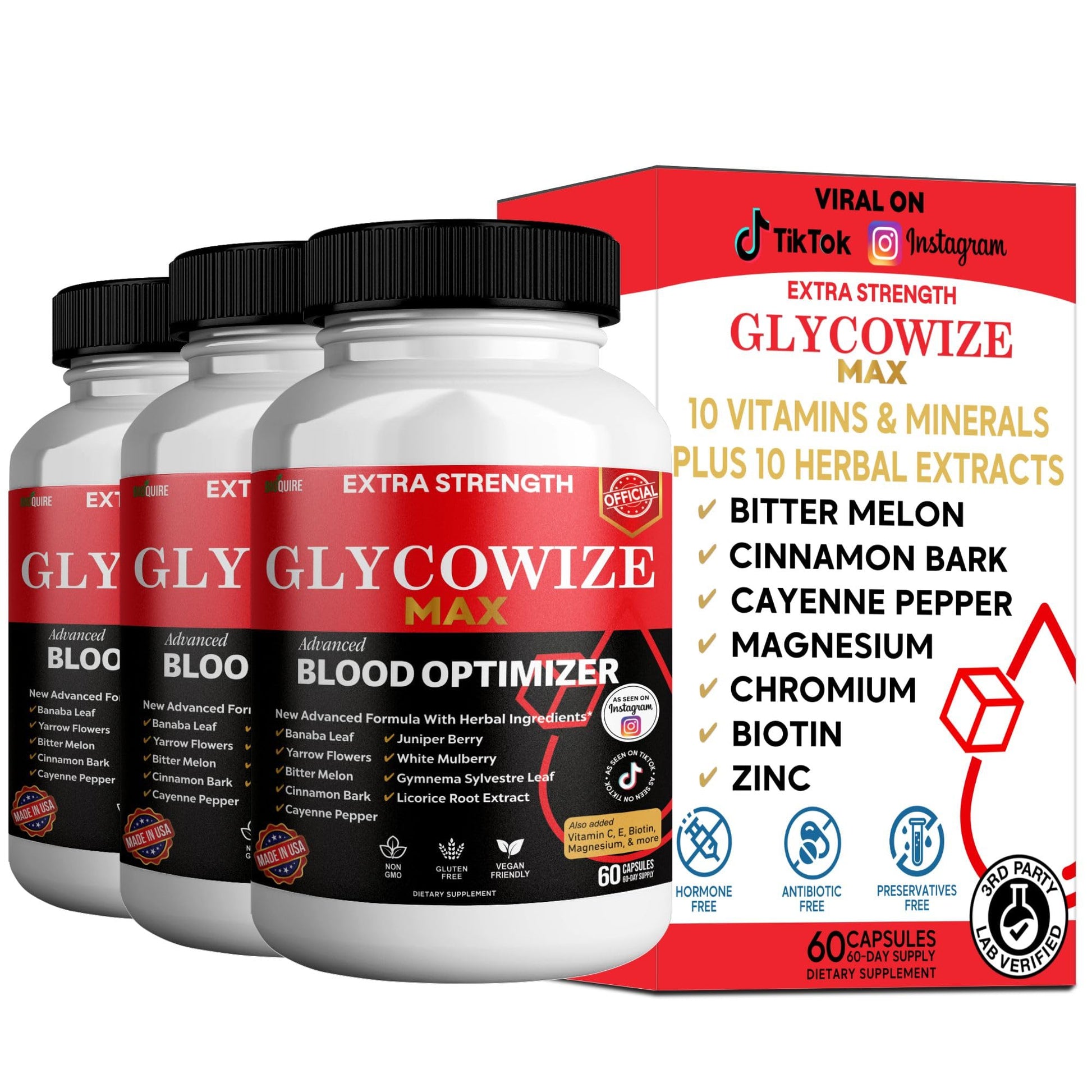 BIOQUIRE Glycowize Max Extra Strength Blood Optimizer Capsules, 60 Capsules
