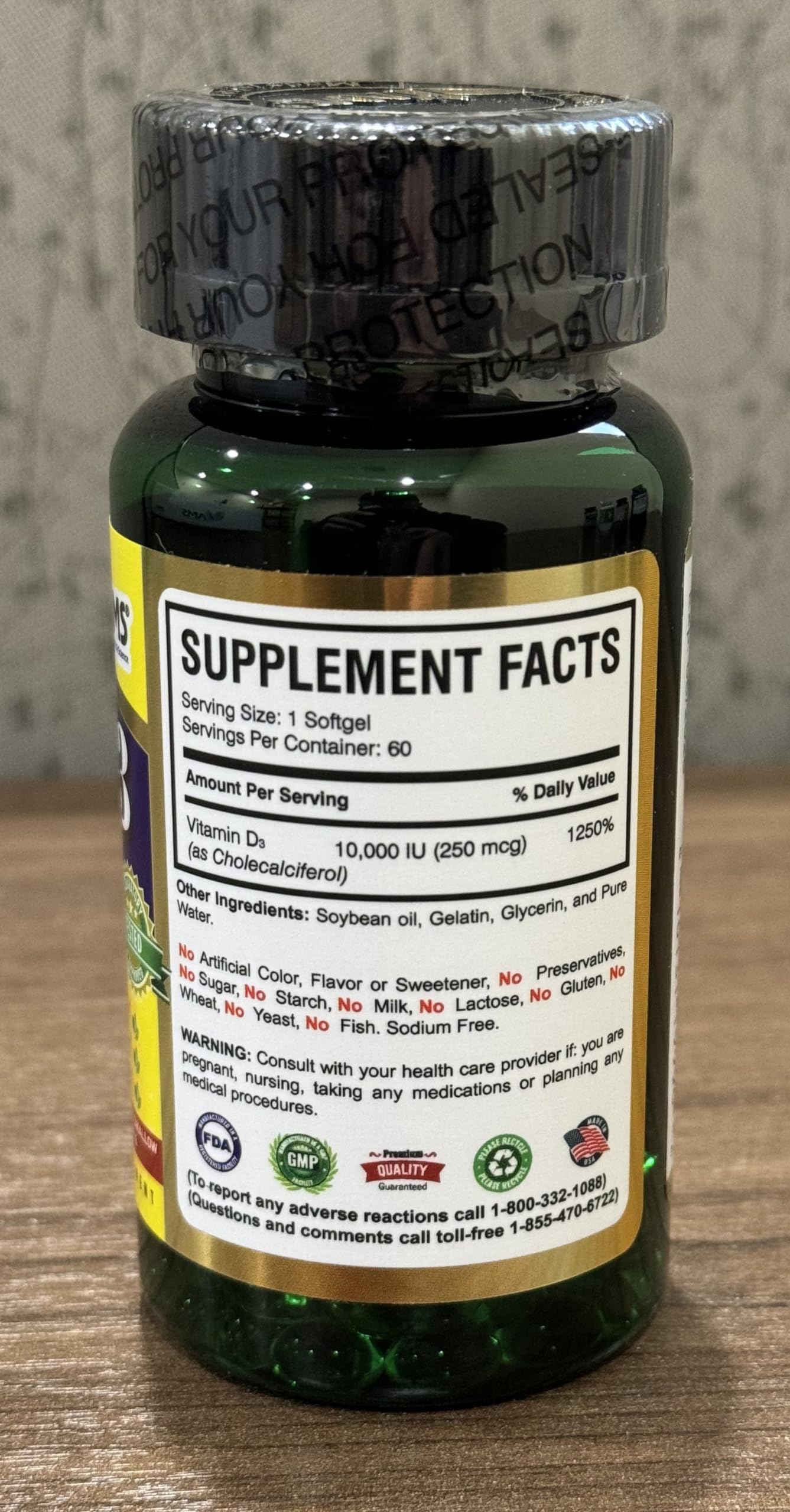 America Medic & Science Xtra D3 Vitamin D3 10,000 IU (250 mcg) Cholecalciferol Supplement, 60 Softgels