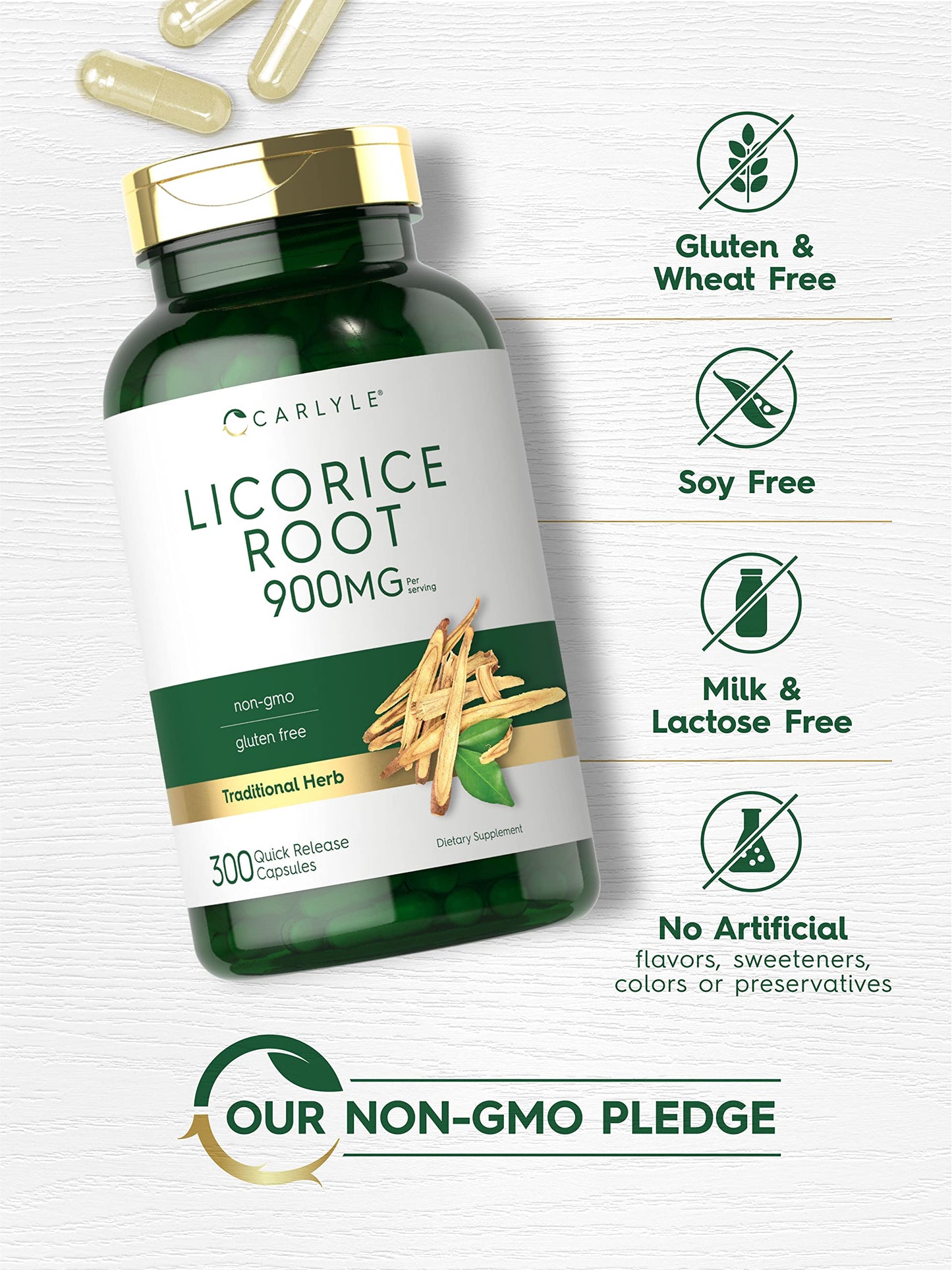 Carlyle Licorice Root Extract Supplement 900mg 300 Capsules
