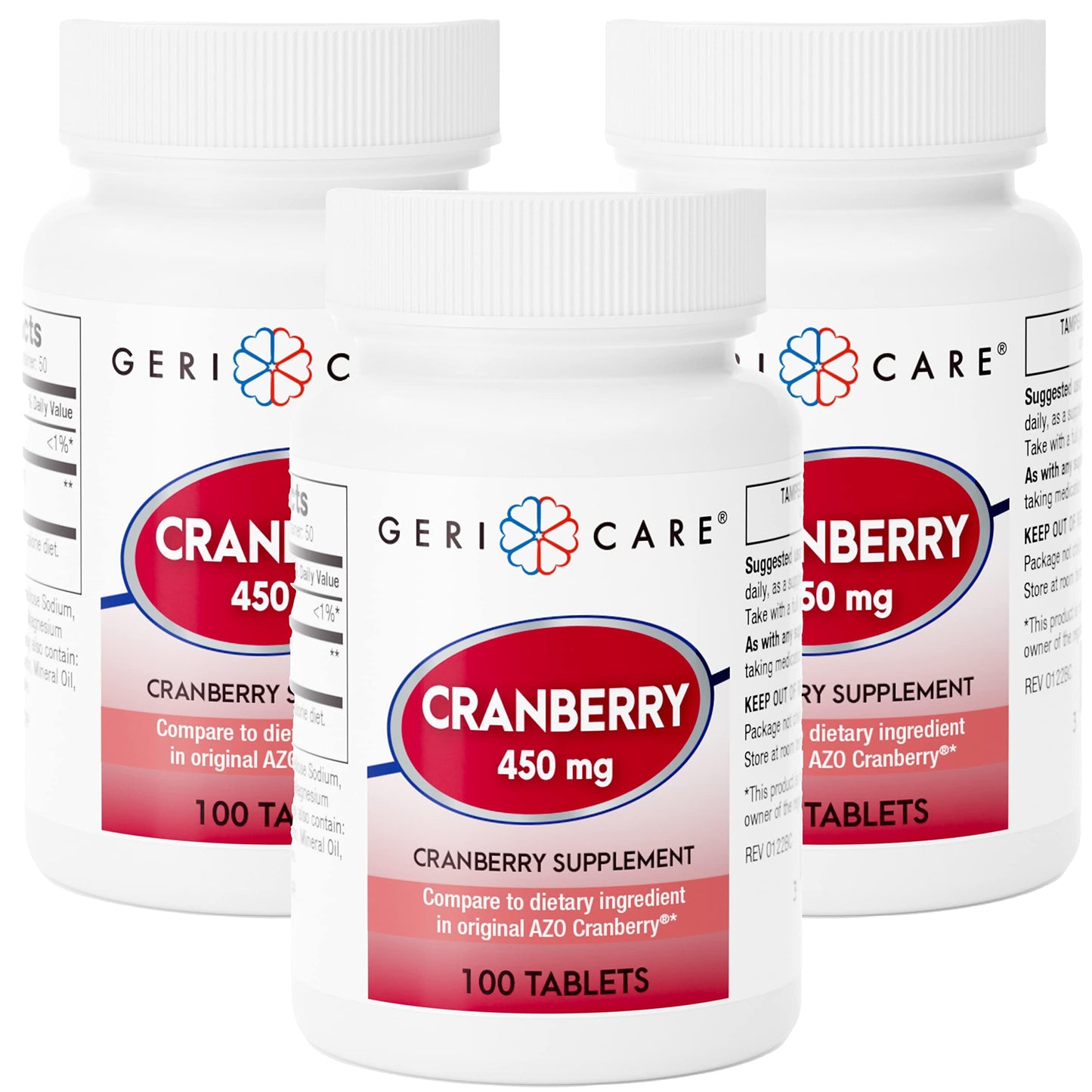 GeriCare Cranberry High-Potency 450mg Supplement Tablets 300 Count
