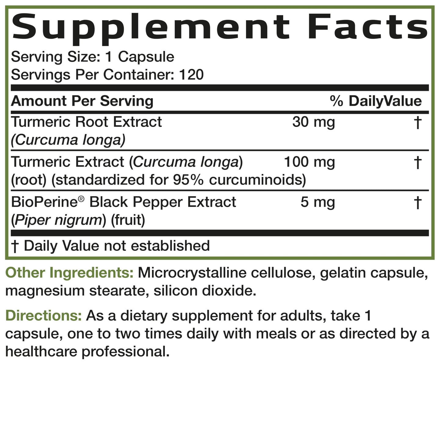 Bronson Turmeric Curcumin with BioPerine Capsules 120 Count