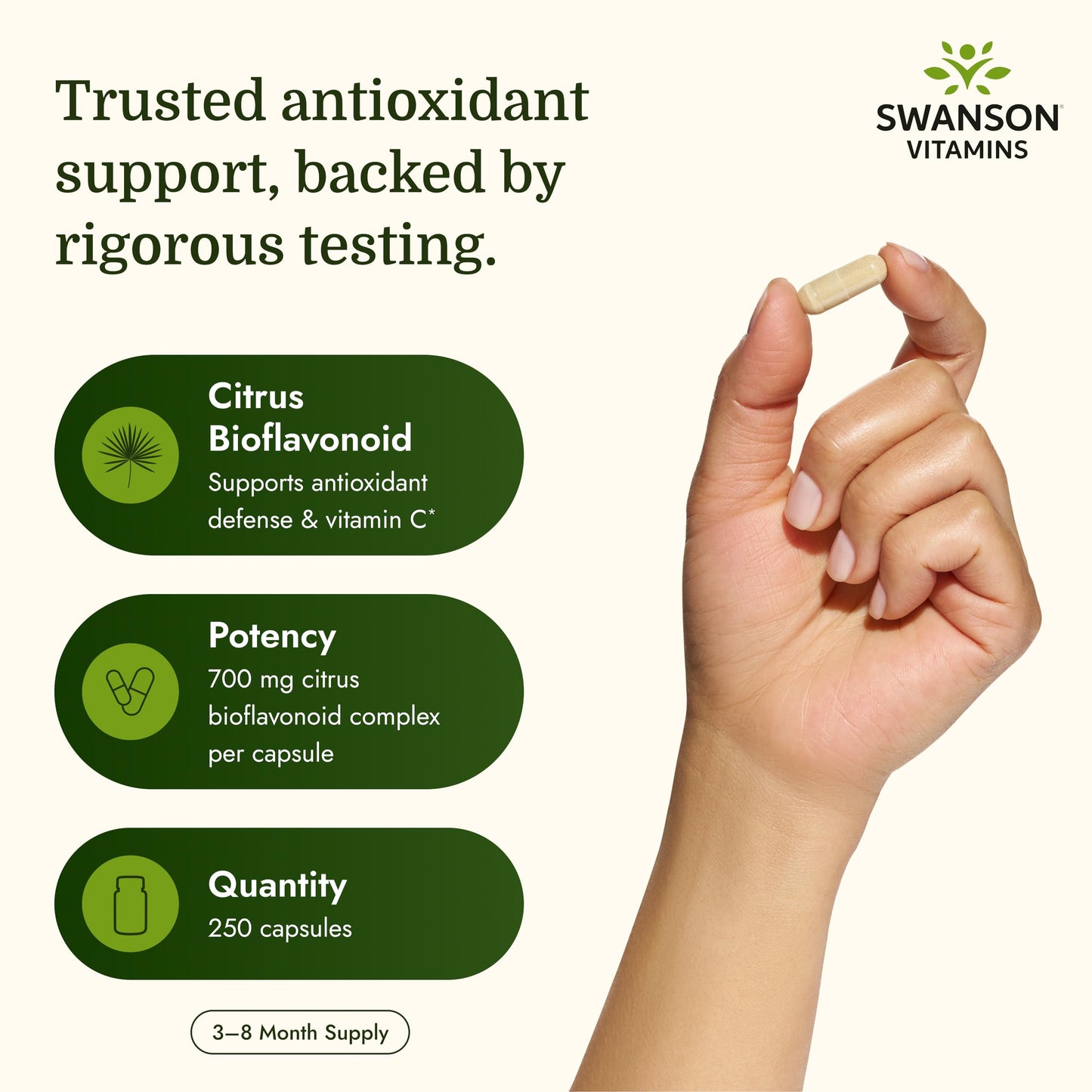 Swanson Full Spectrum Citrus Bioflavonoid Complex Immune and Antioxidant Supplement for Adults Seeking Enhanced Vitamin C Absorption - 50% Standardized, 250 Capsules
